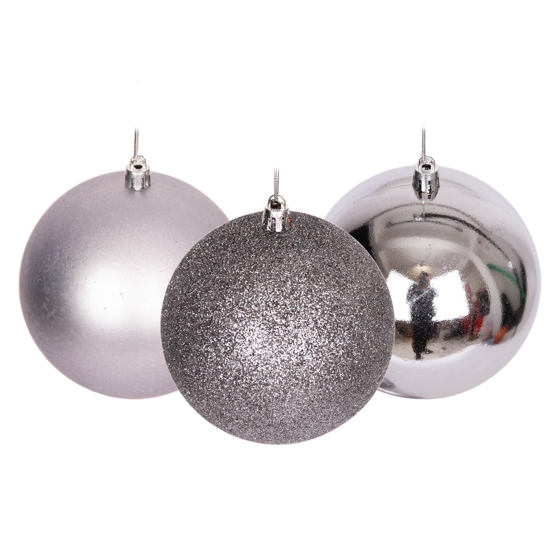Baubles Mid Grey 10Cm 3Pcs Set Pvc
