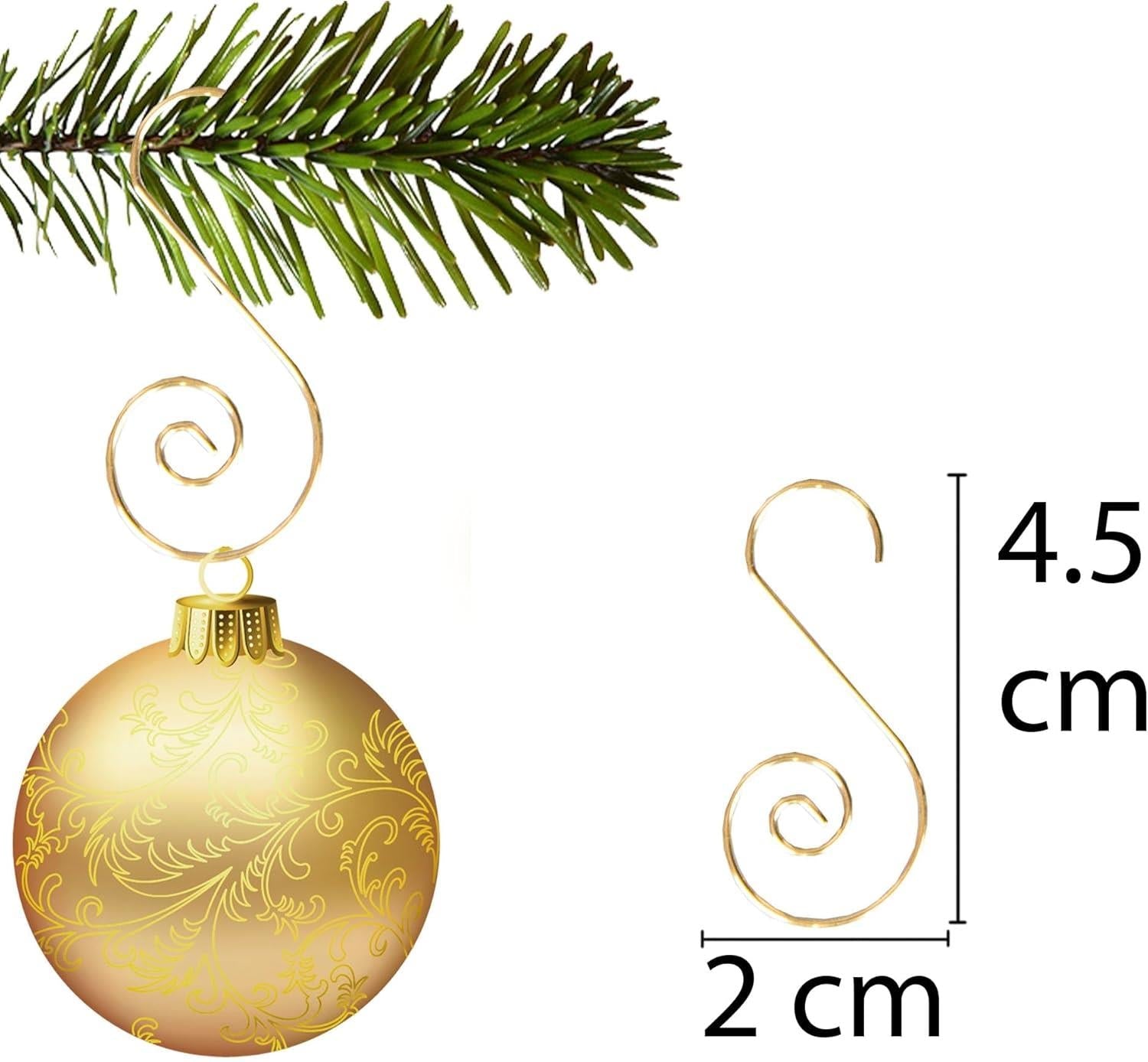 Christmas Ornament Swirl Hook Golden Xmas Tree Bauble String Light Hanger 40pcs