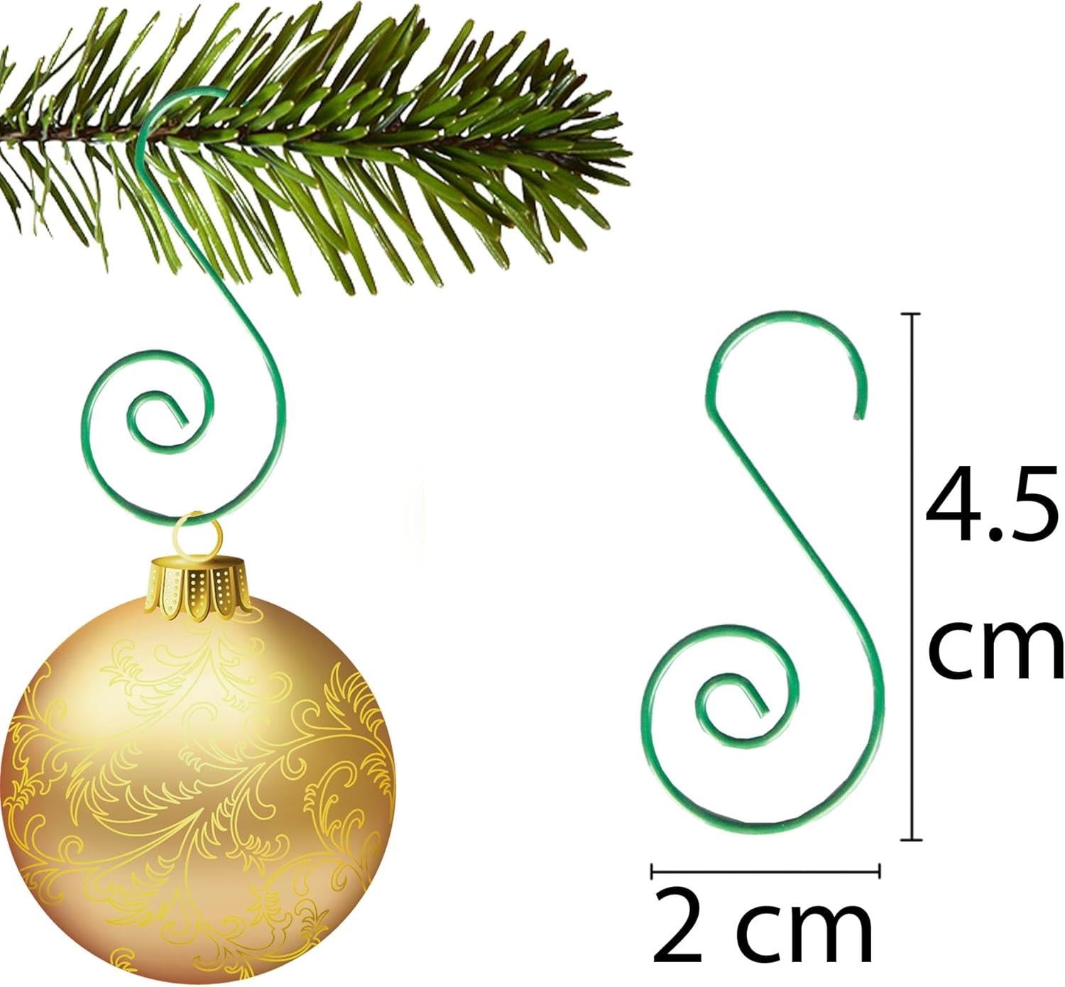 Christmas Ornament Swirl Hook Green Xmas Tree Bauble String Light Hanger 40pcs