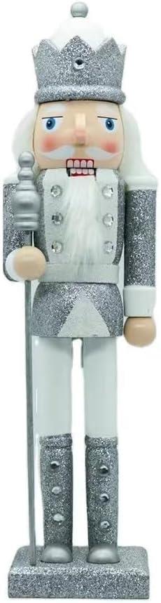 Silver & White Glitter Nutcrackers - 3Pcs Set - Christmas Home Decoration 25Cm