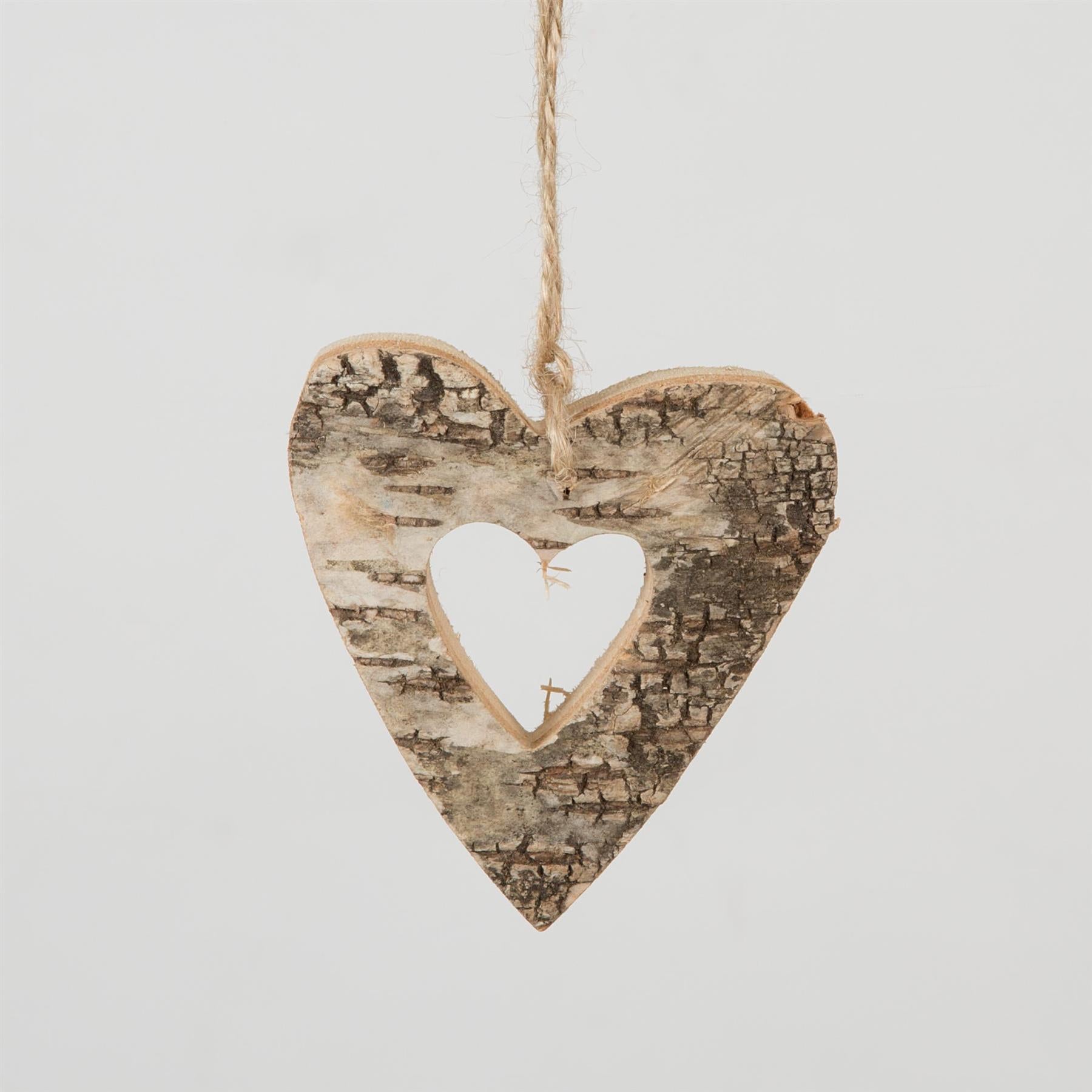 8Cm Real Woodn Ornament For Christmas Tree Hanging Decorations Heand Crafted -Heart