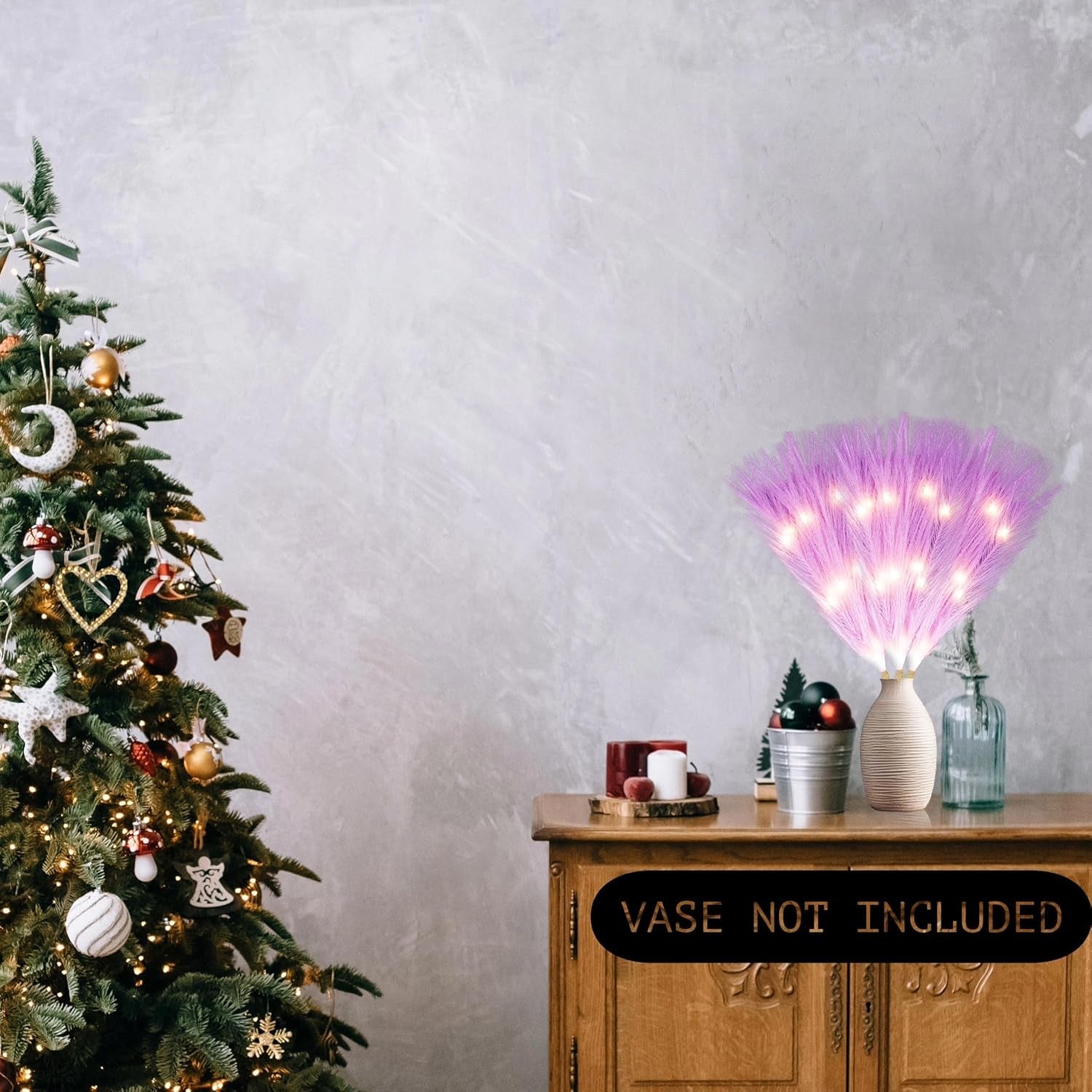 45Cm B/O Pampas Grass Purple W/ 15 Ww Leds 45Cm B/O Pampas Grass Purple W/ 15 Ww Leds