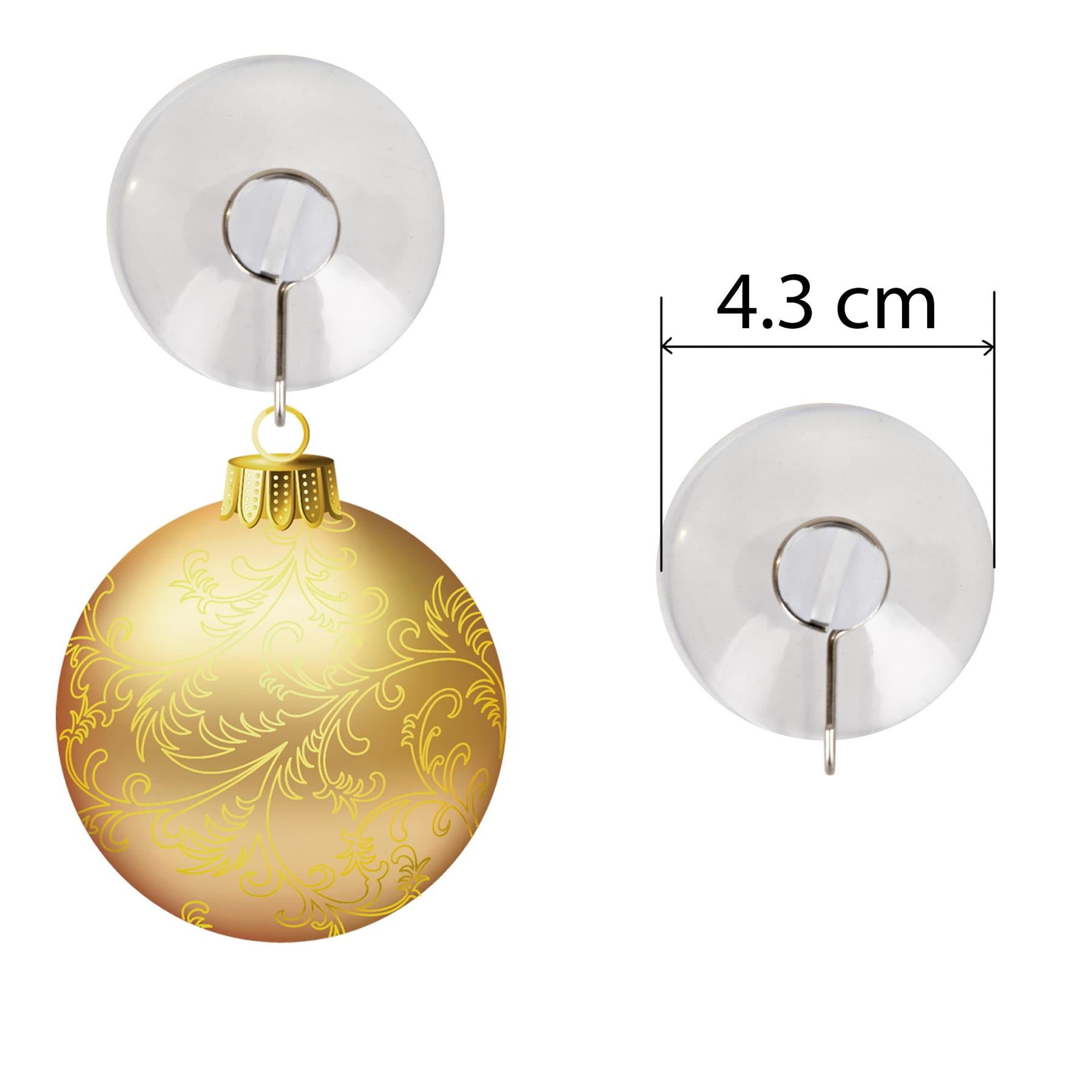 6Pcs Suction Cups Metal Hooks 4.3Cm