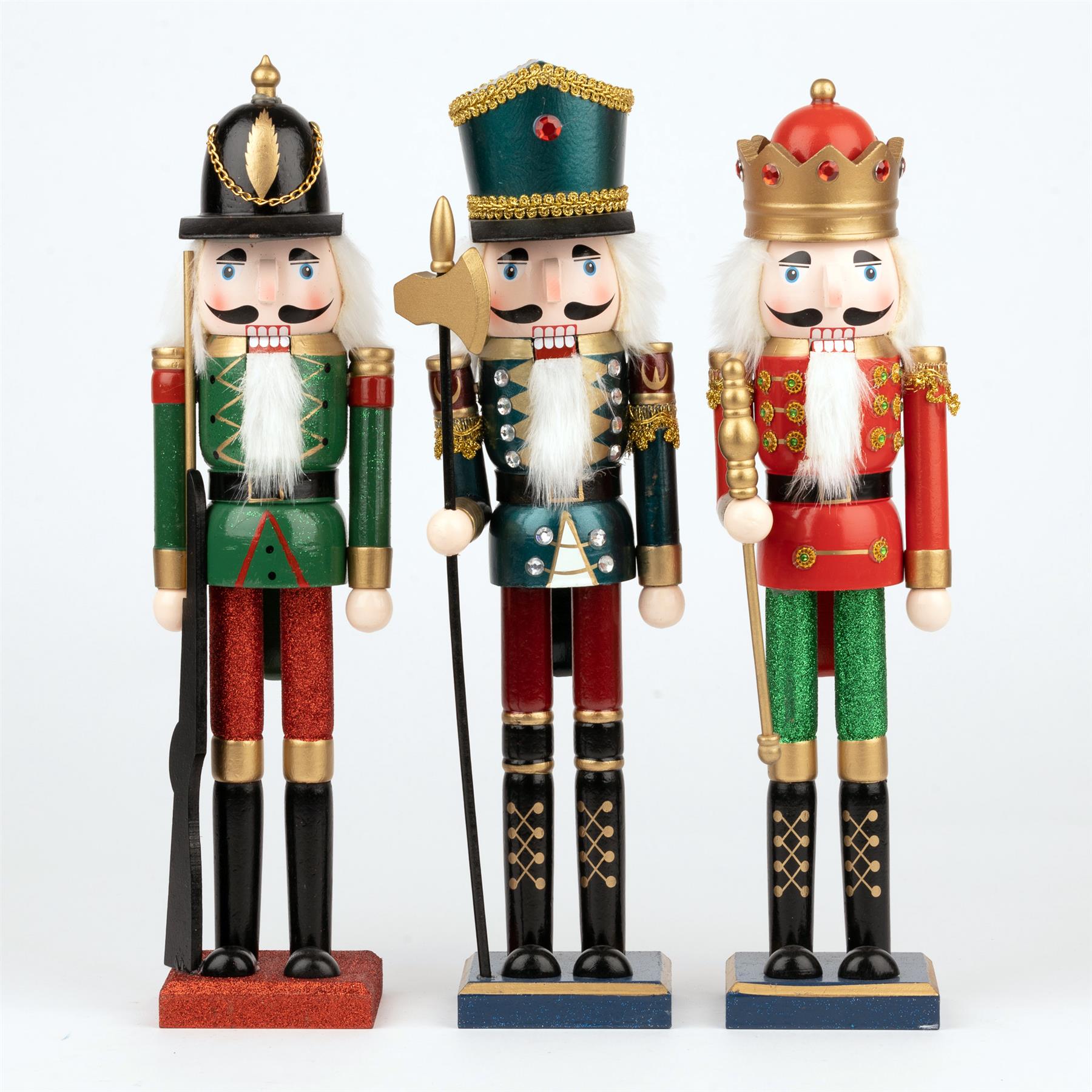 Wooden Nutcrackers Figures Christmas Ornament 3Pcs Set 43Cm