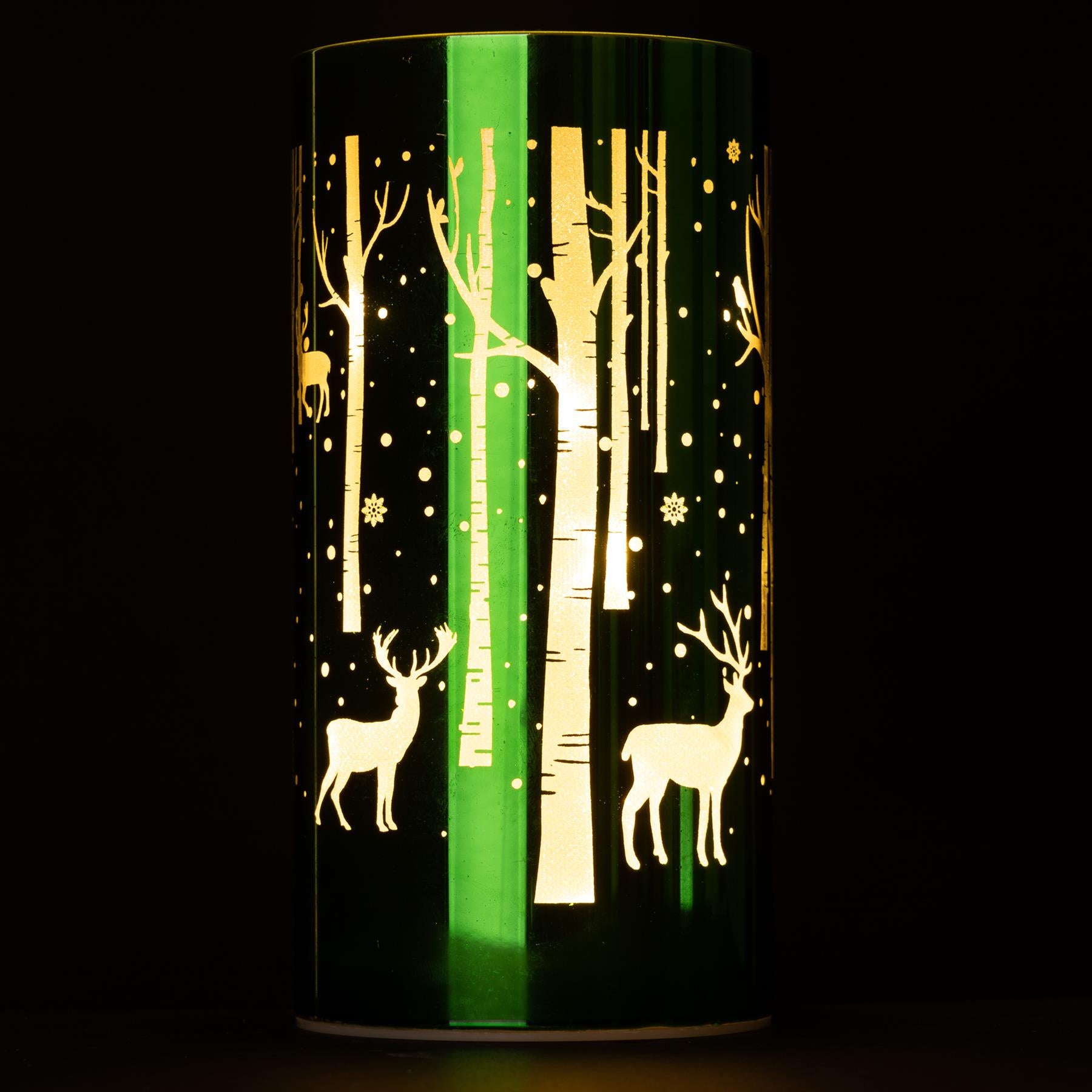 18Cm Christmas Decorated Vase Table Deer Scene Green
