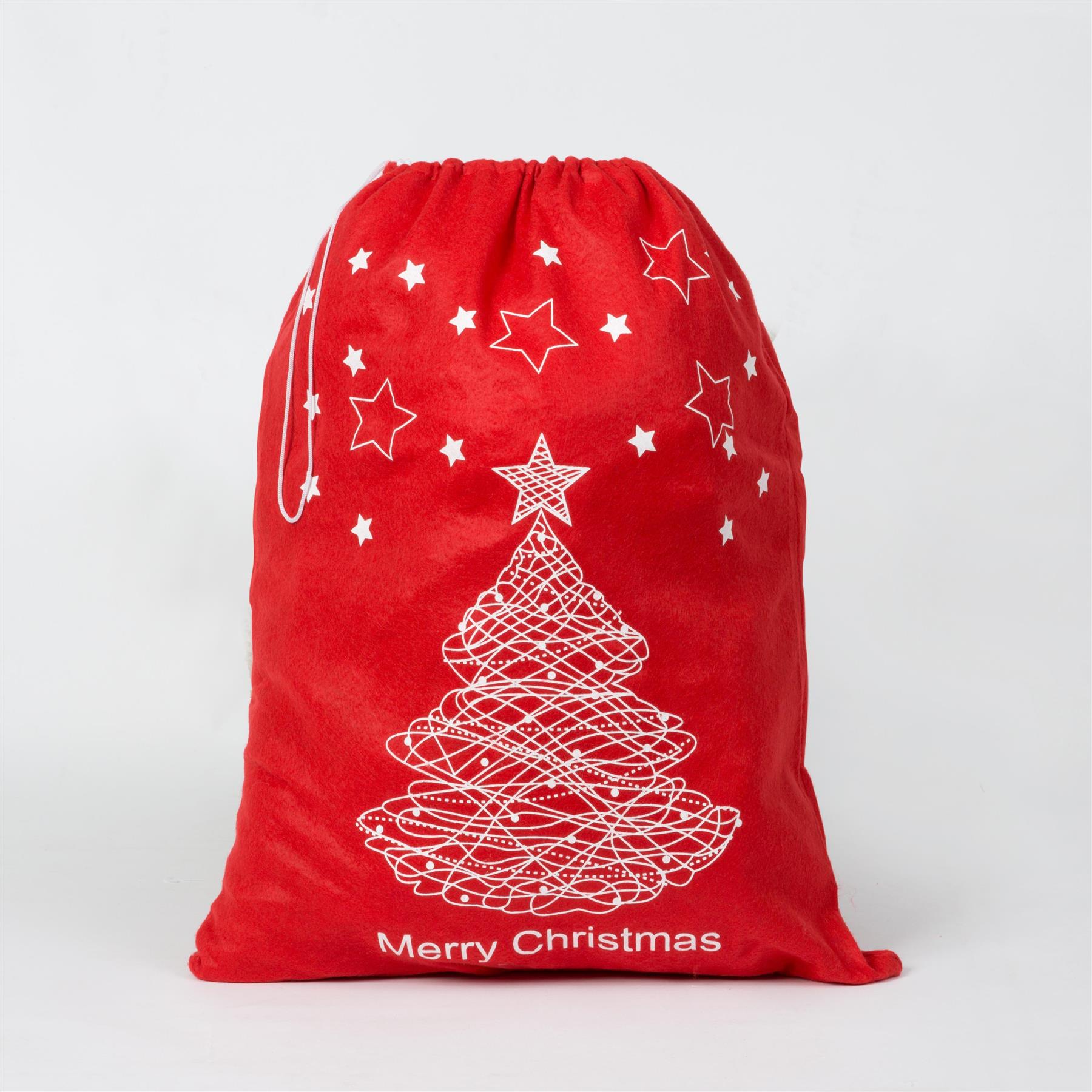 1 Pcs Merry Christmas Santa Sack Stocking Socks Gifts Bag Red Felt Xmas Accessories 60Cmx45Cm