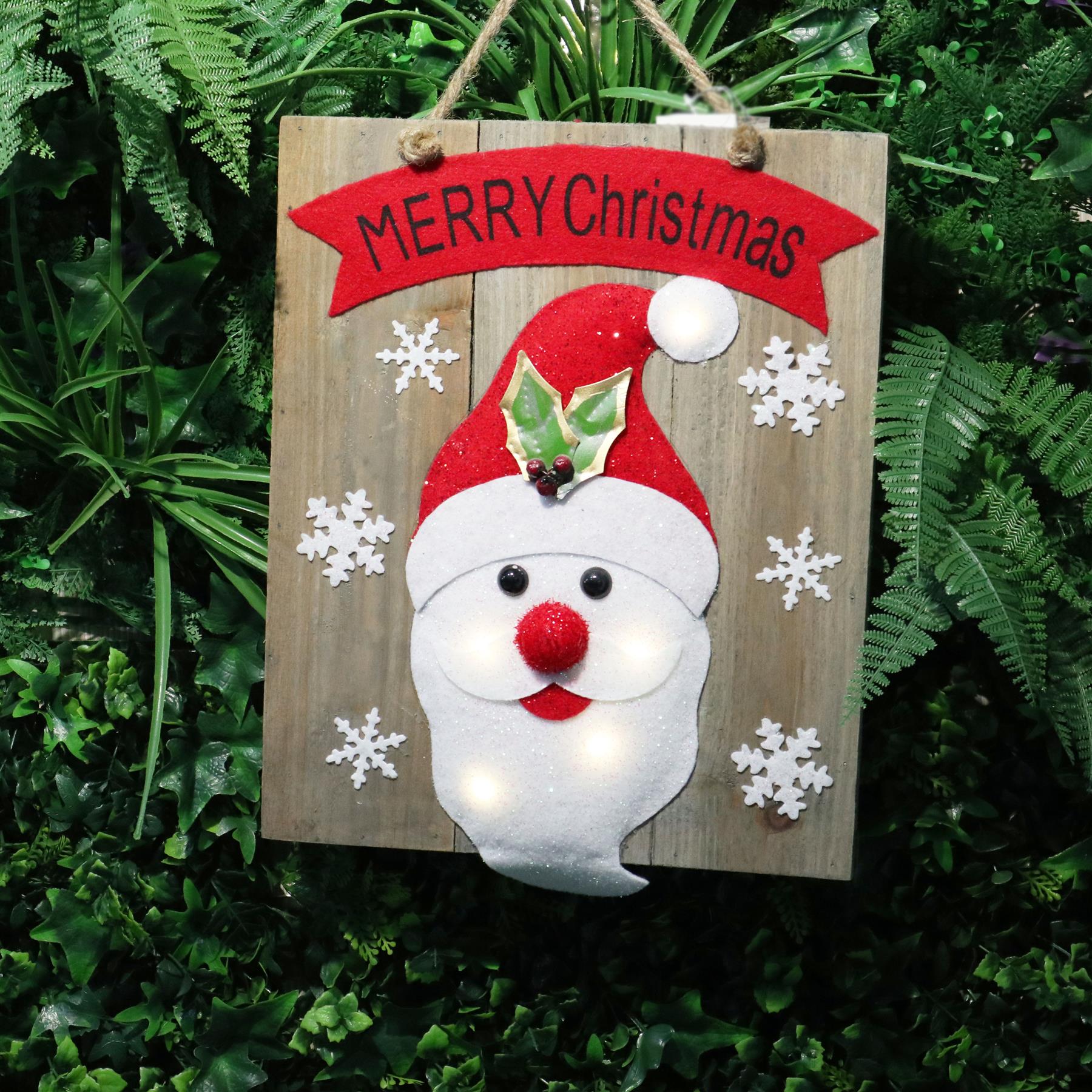 Wooden Hanging Frame Decor Santa 30X3X36H