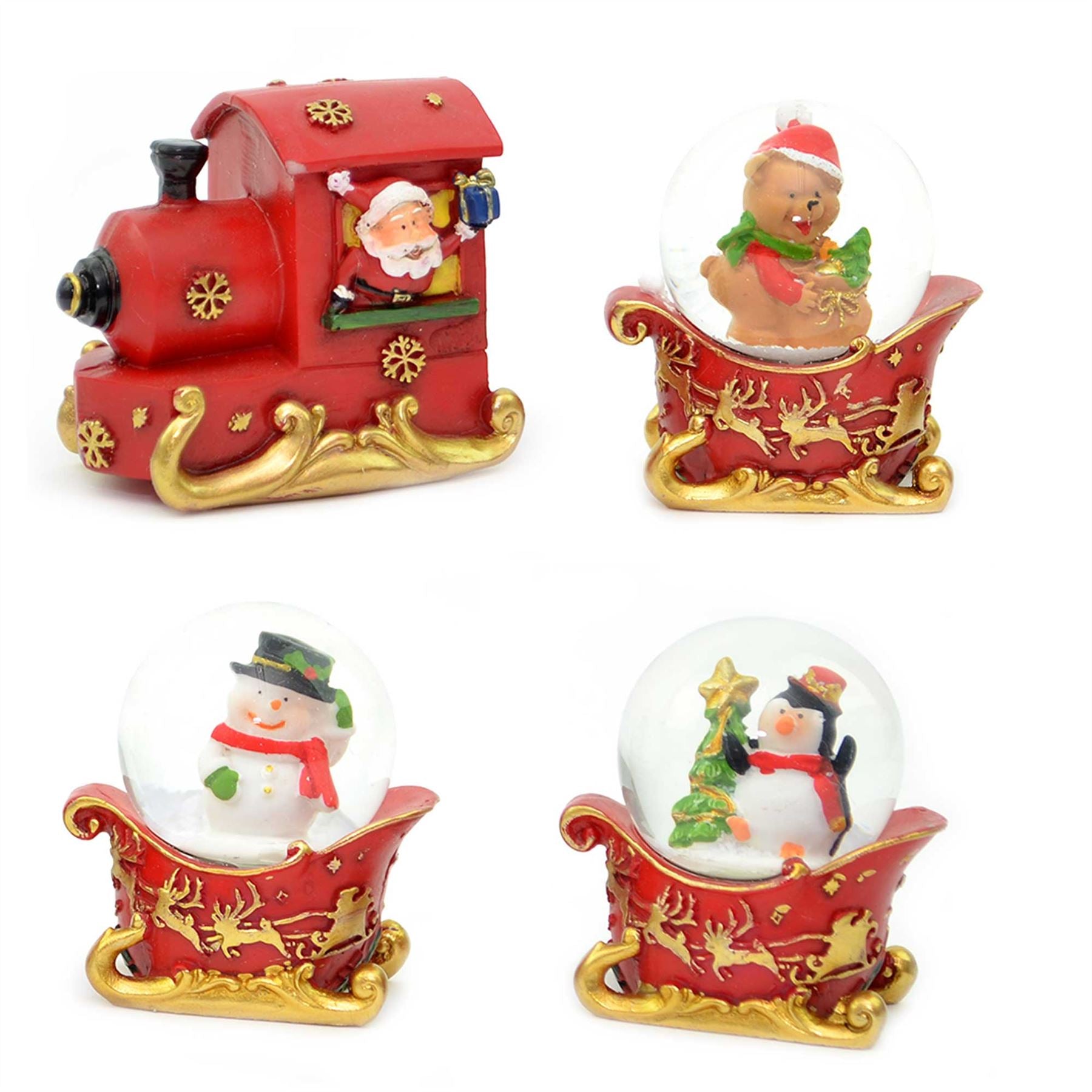Christmas Snowglobe 4Pcs Train Set Nativity Xmas Decorations