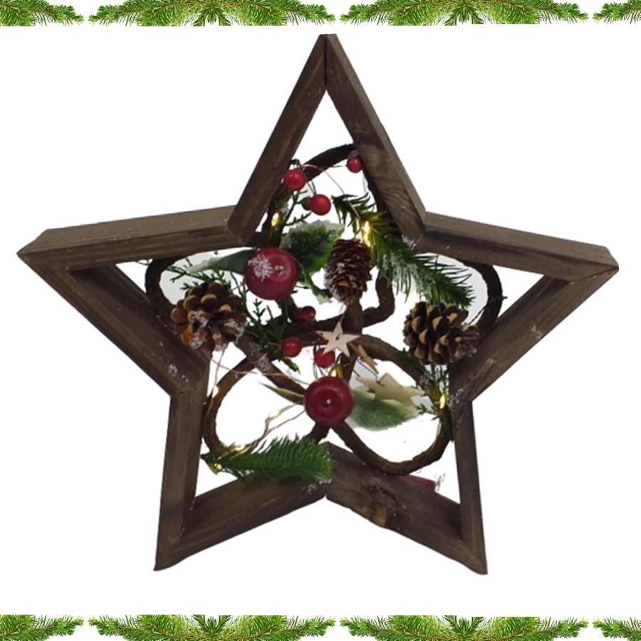 B/O Wooden Star Frame 32Cm