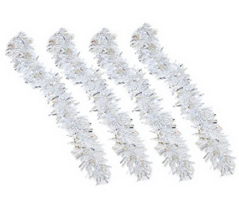 White Silver Thick Chunky Christmas Tree Tinsel Garland Home Decoration 4pc