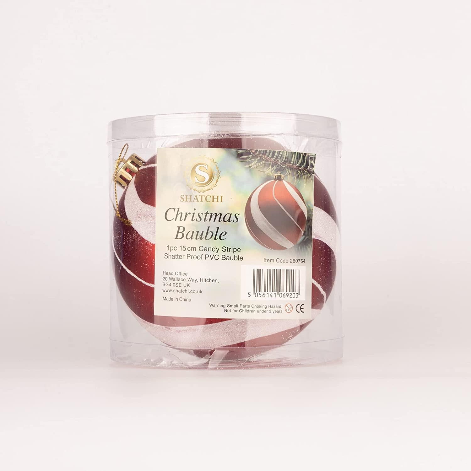 Baubles Candy Stripe 15Cm 3Pcs Pvc