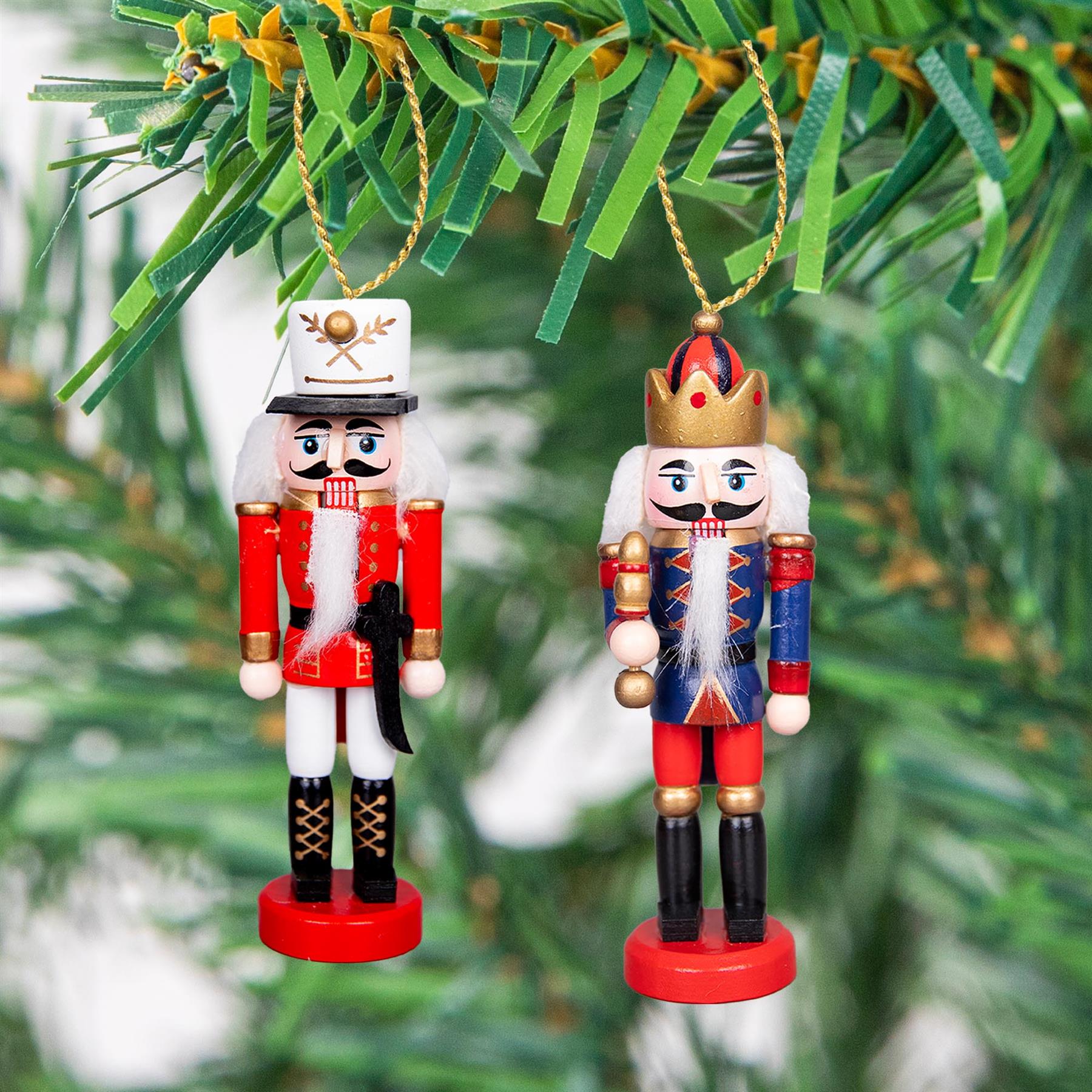 Wooden Nutcrackers Figures Christmas Ornament 5Pcs Set 13Cm
