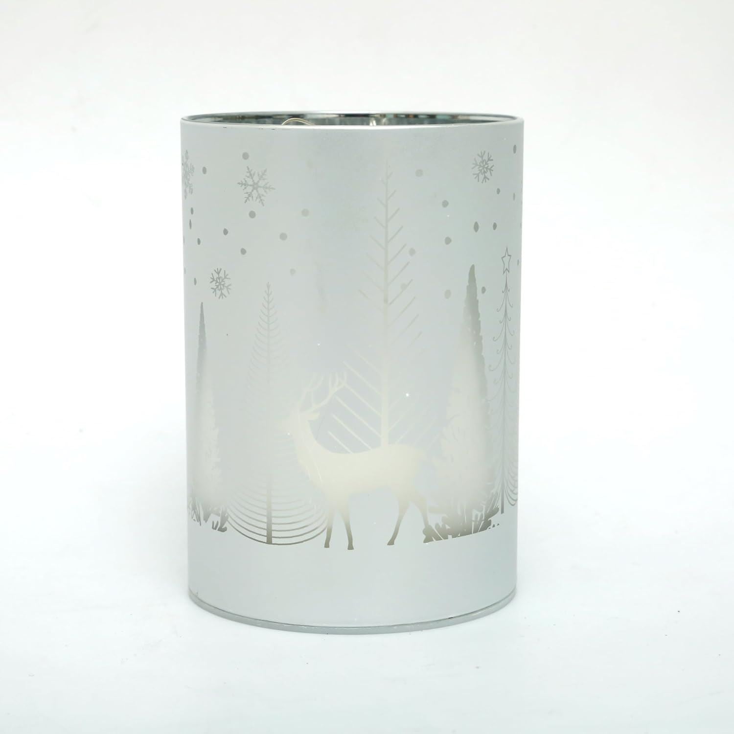 17Cm Christmas Decorated Vase Led Silver Glass Vase / Forest