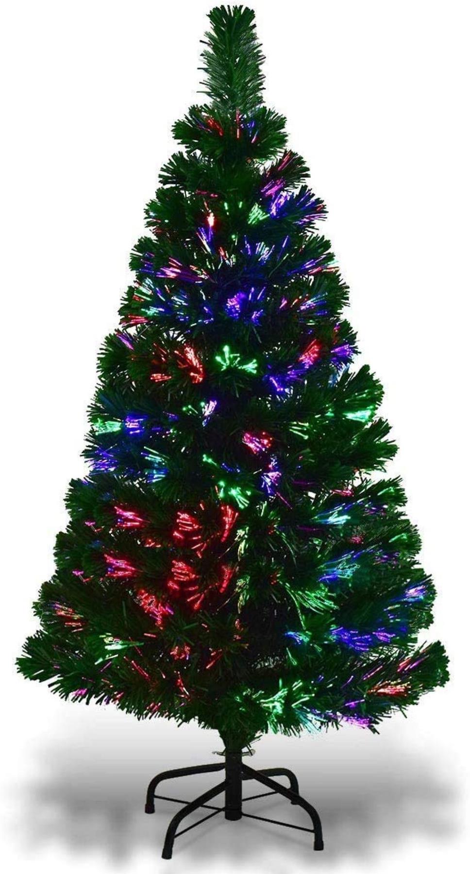 4FT Pre-Lit Christmas Tree Green Fiber Optic LED Lights Xmas Home Holiday Decor