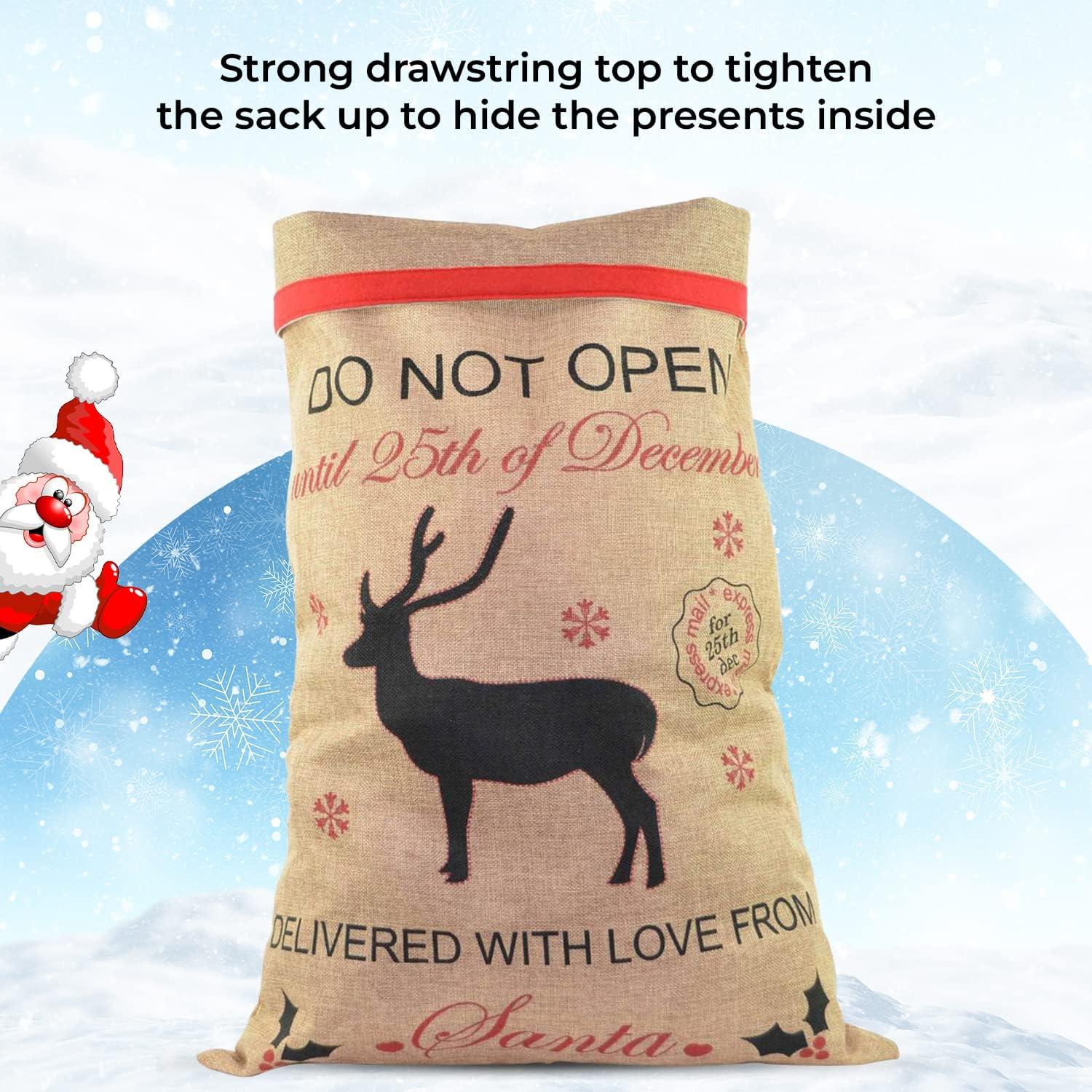 5Pcs Christmas Santa Sack Hessian Stocking Large Xmas Gift Present Bags 70cm