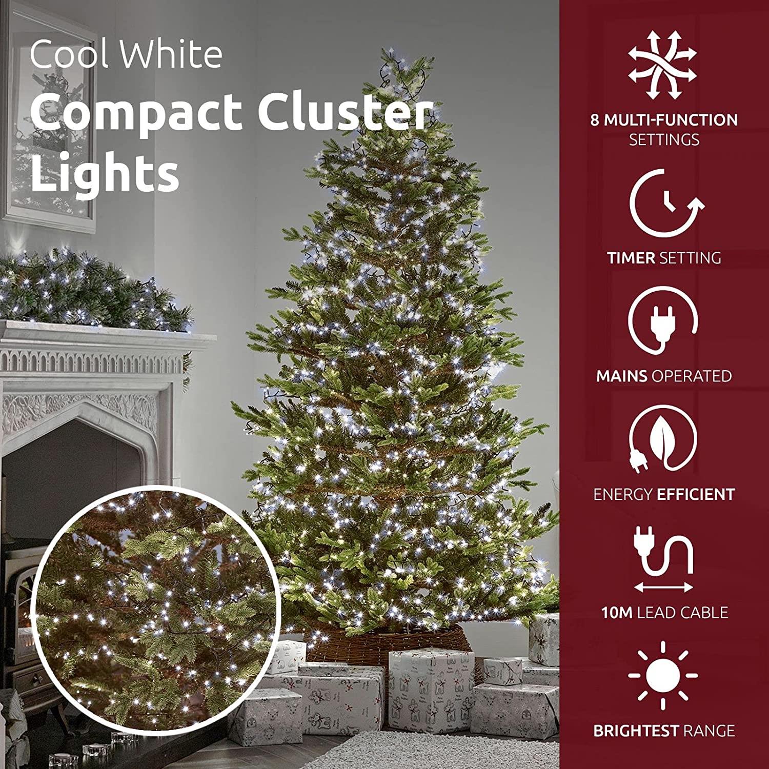 500 LED Compact Christmas Lights Mains String Multifunction Tree Home Xmas Decor