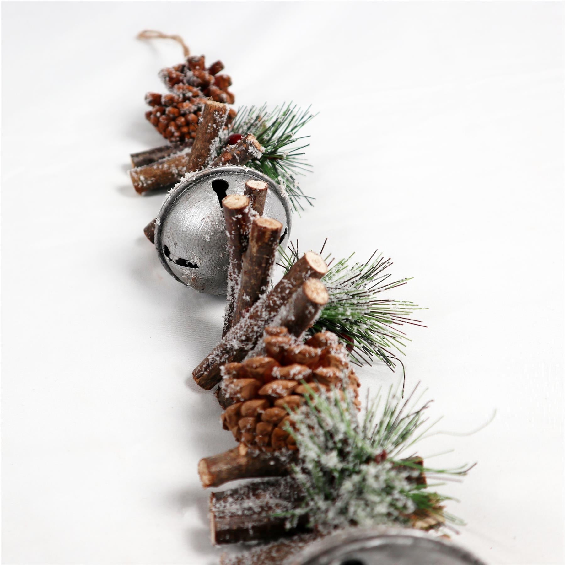 50Cm Garland Hanging Decoration With Silver Double Bells 50Cm Garland Hanging Decoration With Silver Double Bells