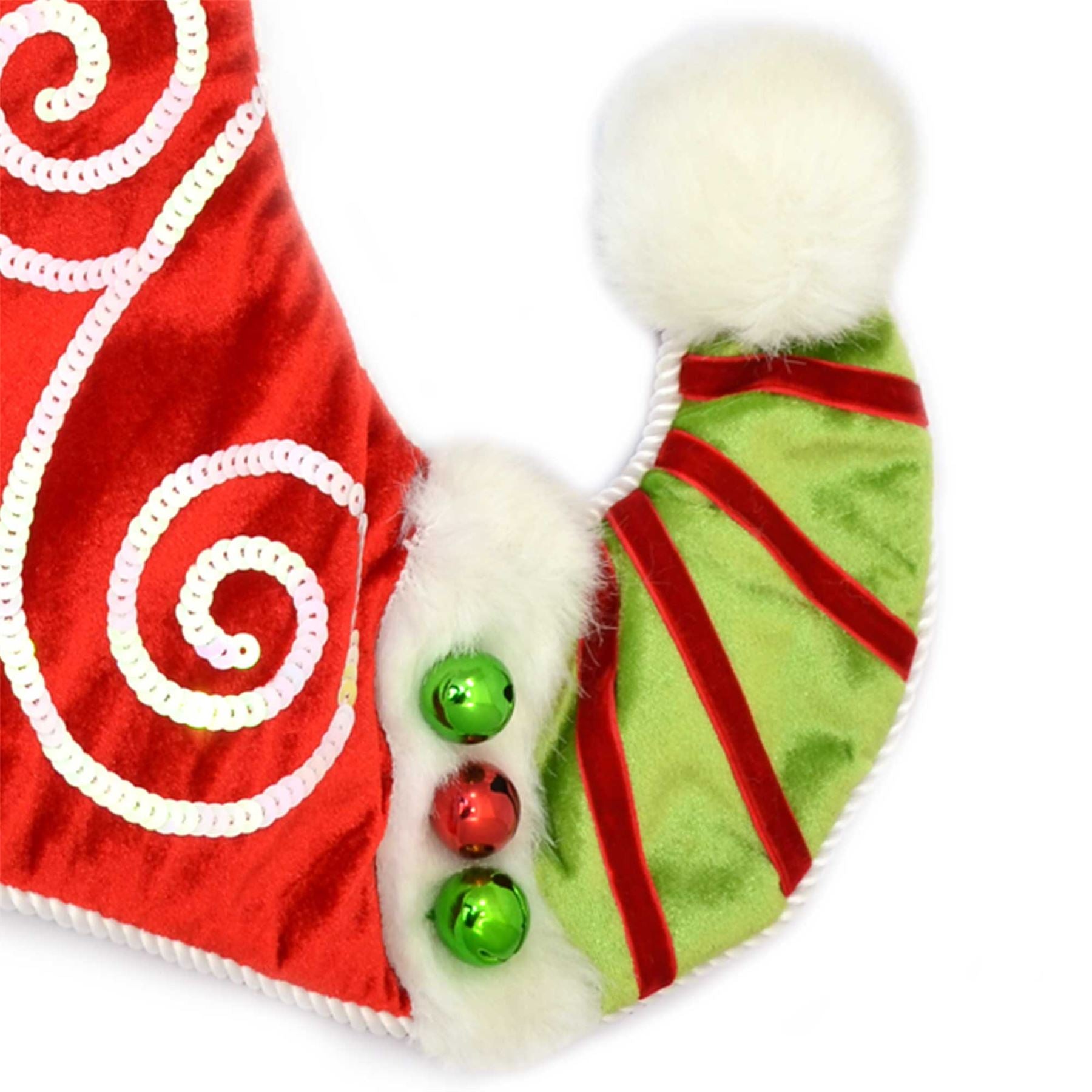 Designer High Quality Christmas Santa Stocking Sack Sock Bag With Full, Bells