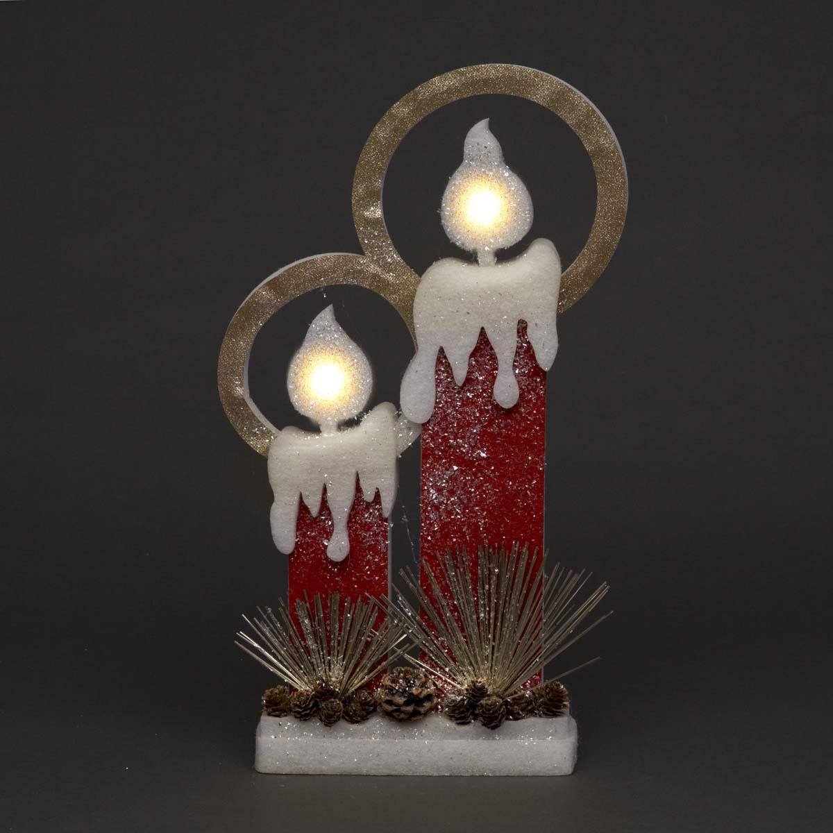 B/O Led Red Foam Twin Candle-51Cm, 2 Leds