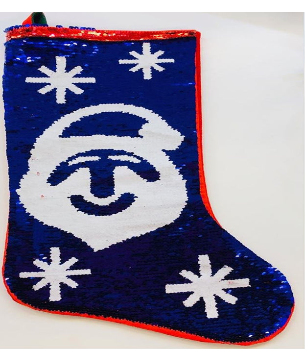 2 In 1 Sequin Christmas Santa Sack Stocking Bags Gifts Present Xmas Toy 55Cm