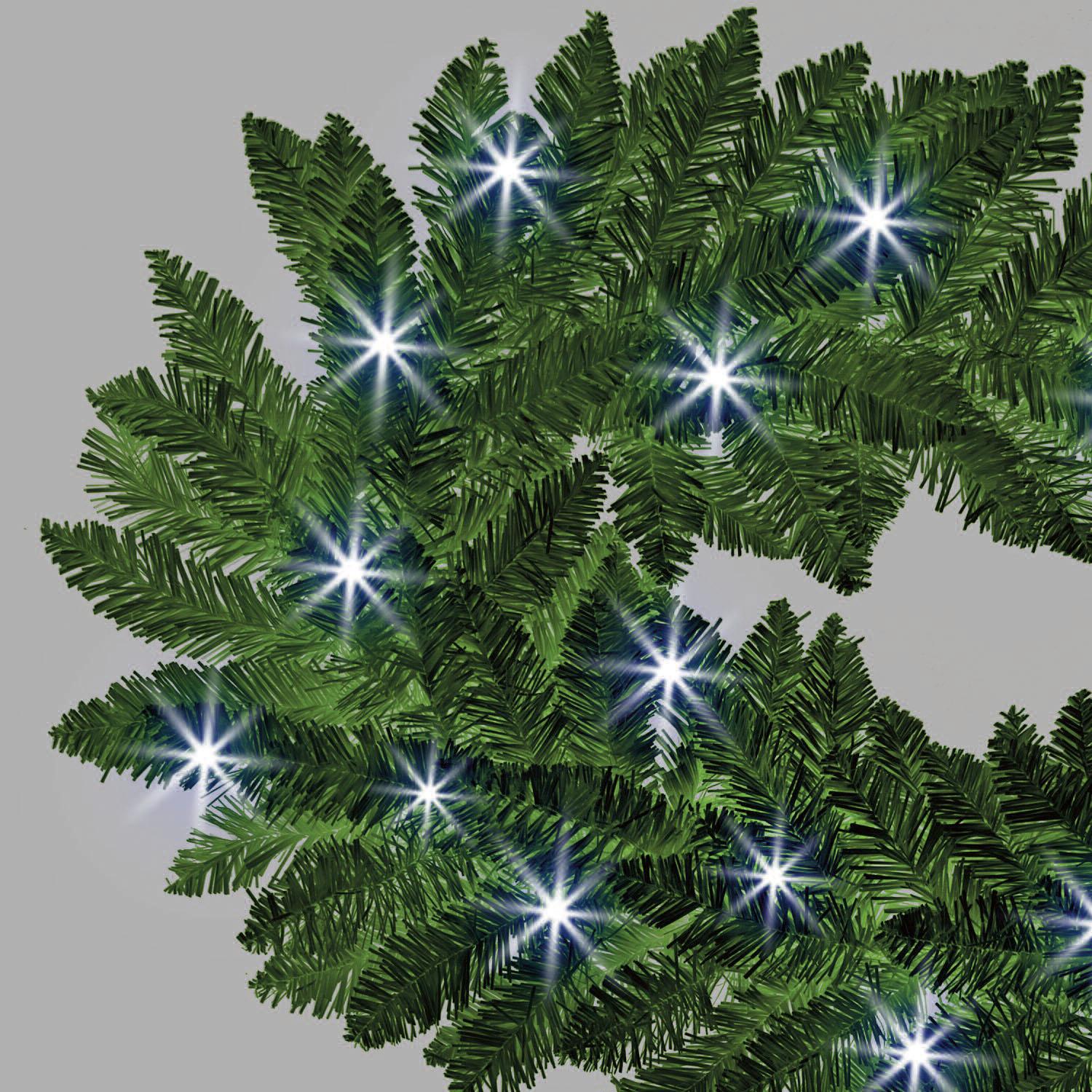 Pre-Lit Imperial Pine Cool White Leds Green Garland 200Cm