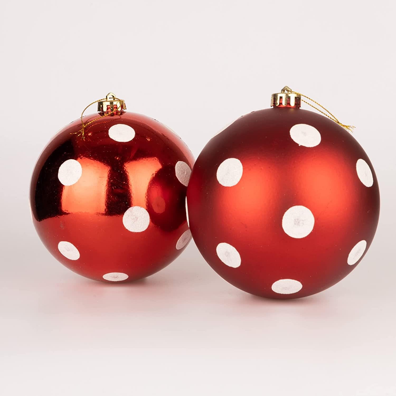 Baubles Red White Polka Dots 15Cm 3Pcs Pvc