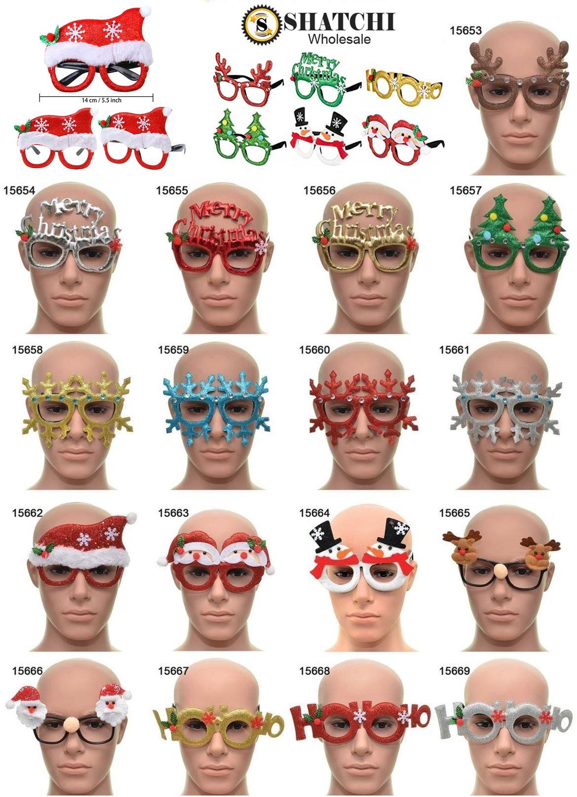 12Pcs Novelty Glitter Christmas Glasses To Wear - Xmas Glasses - Christmas Party Props Accessories For Kids