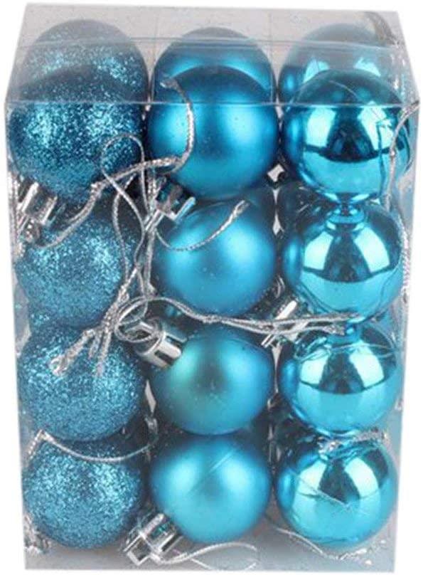 Baubles Teal Blue 3Cm 12Pcs Set Pvc