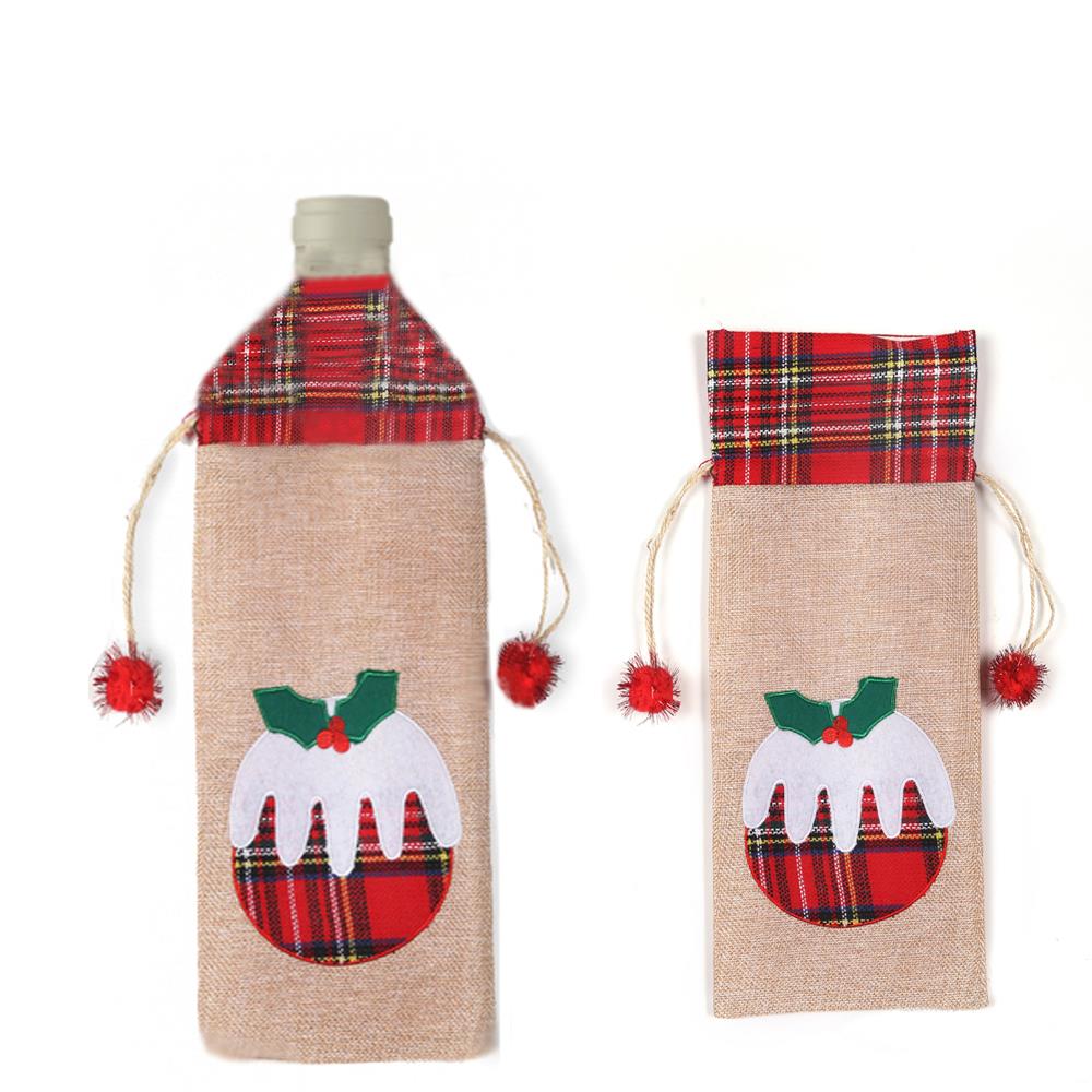 Christmas Wine Bottle Cover Christmas Pudding 15X35Cm