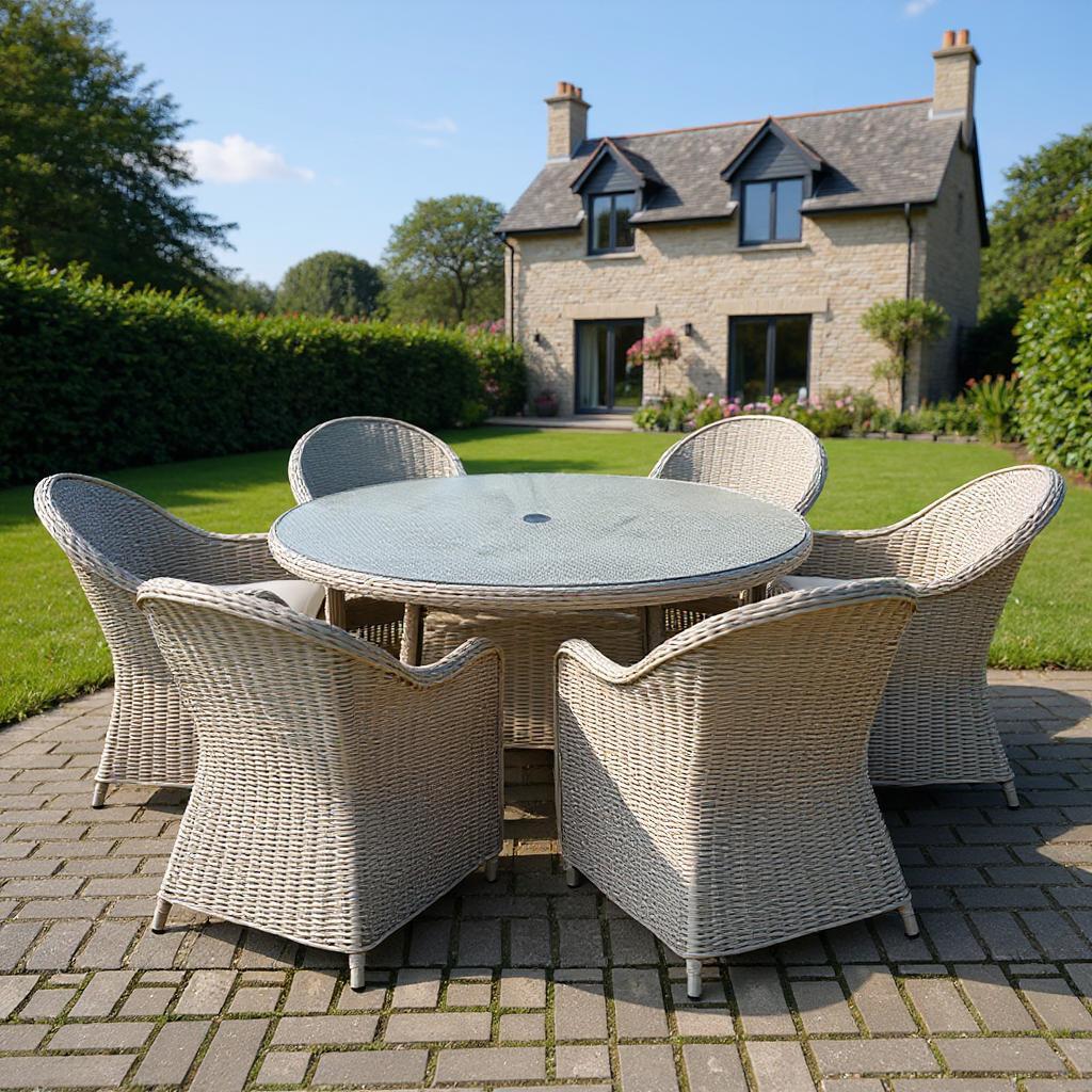 Sorrento 6 Seater Rattan Dining 7Pcs Set