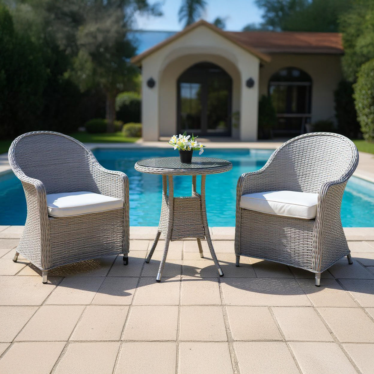 Sorrento 2 Seater Rattan Bistro 3Pcs Set