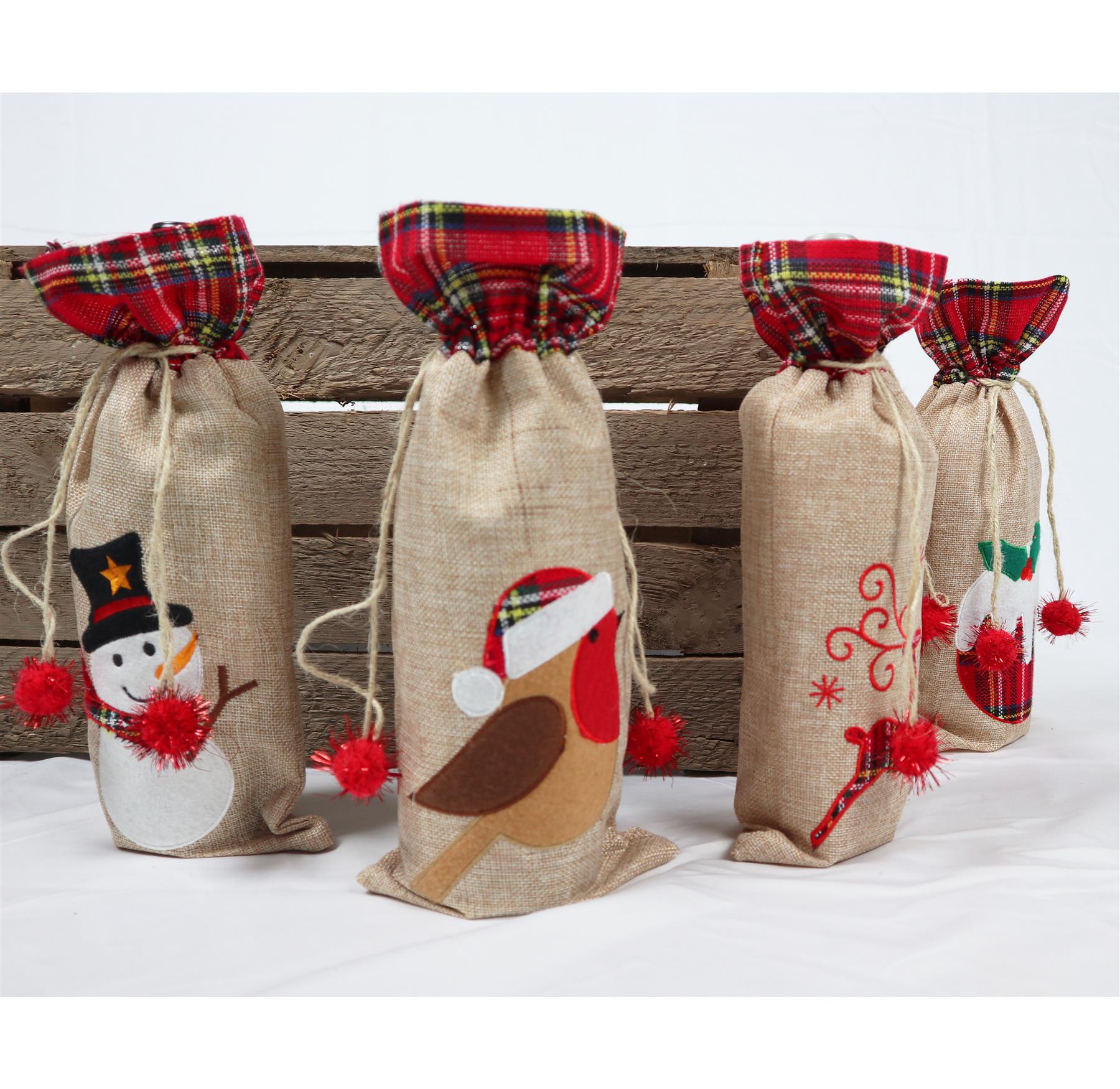Christmas Wine Bottle Cover Christmas Pudding 15X35Cm