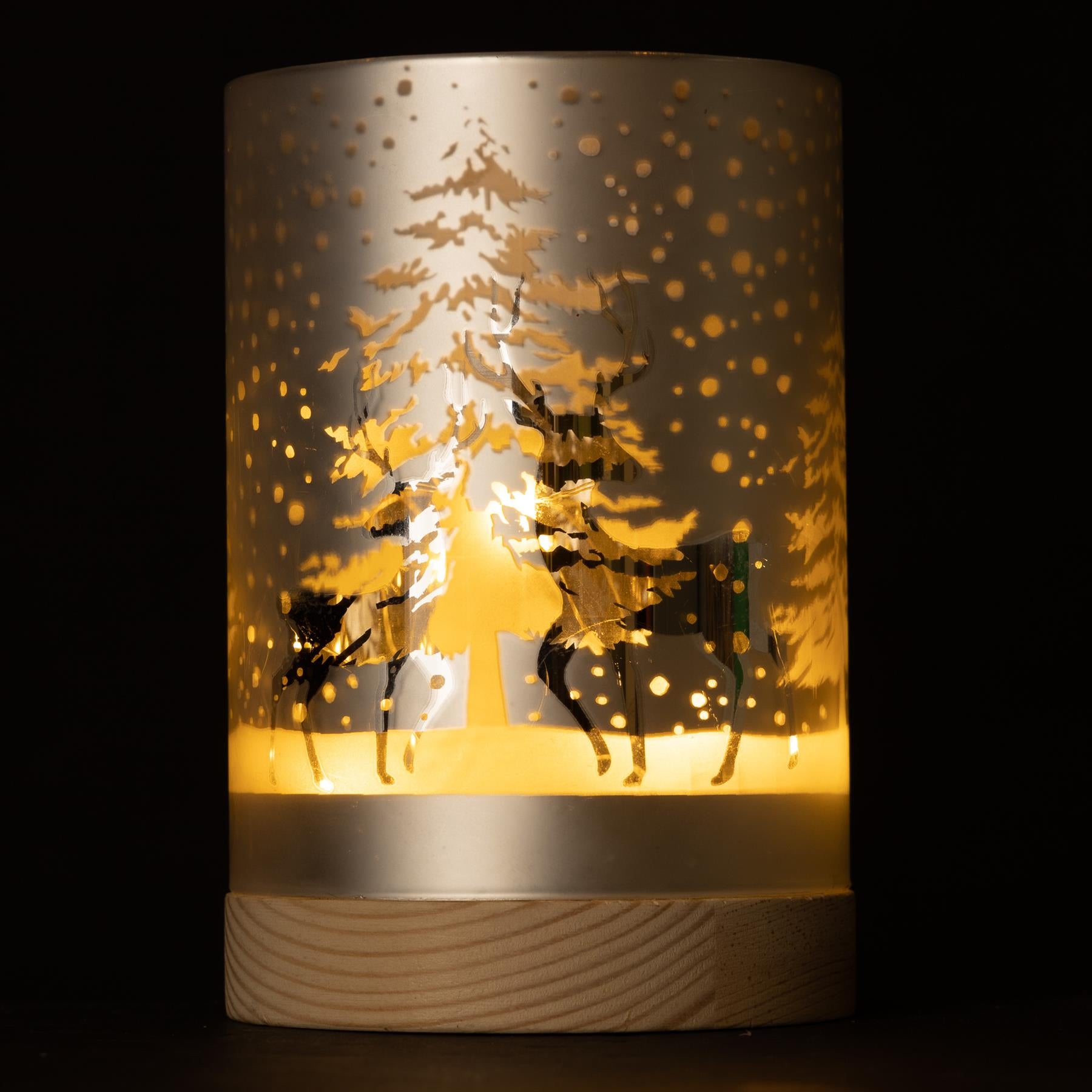 15Cm Christmas Decorated Vase Table Forest Snowfall Scene Silver