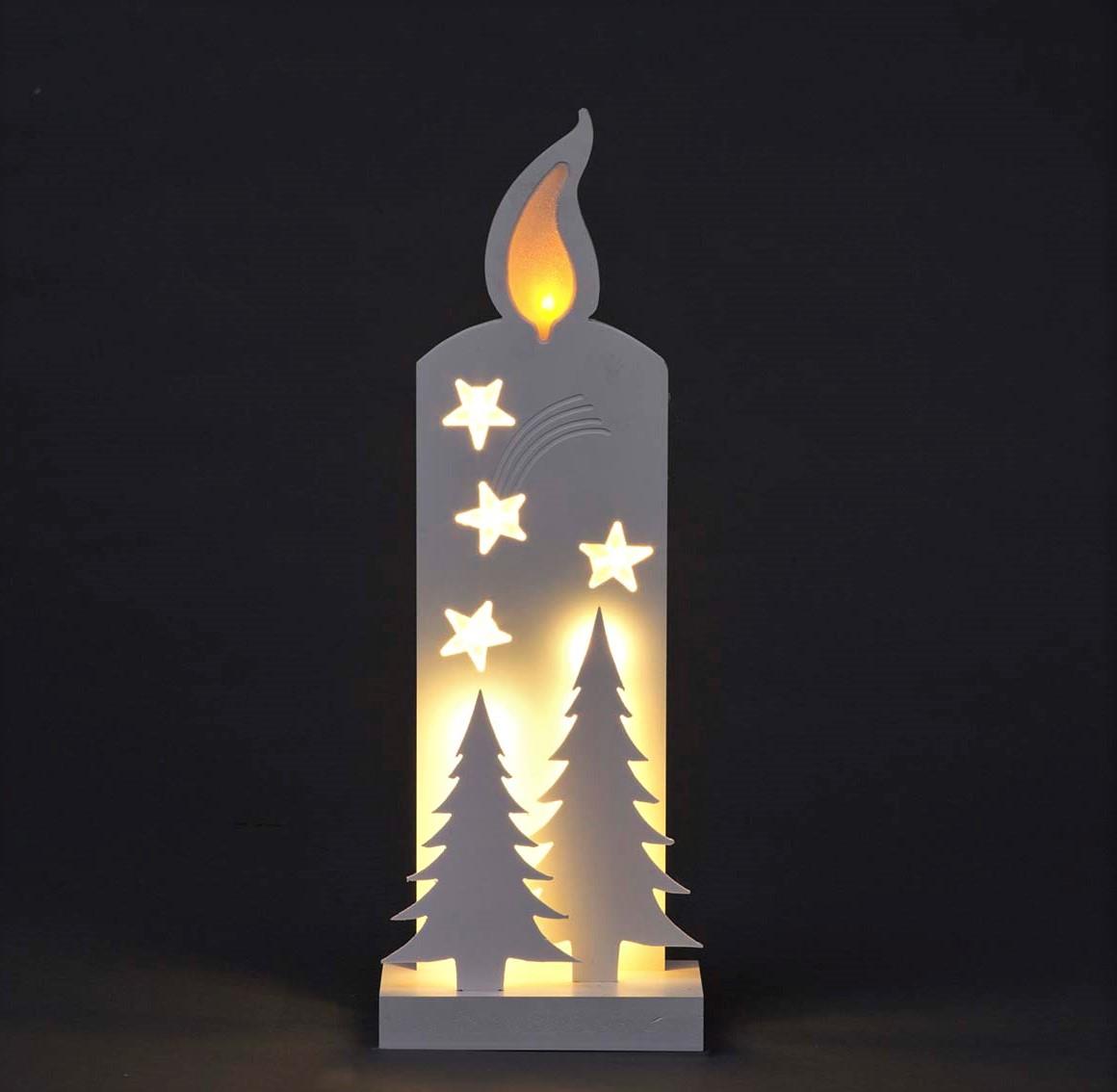 Wooden B/O Led Candle Silhouett 46Cm