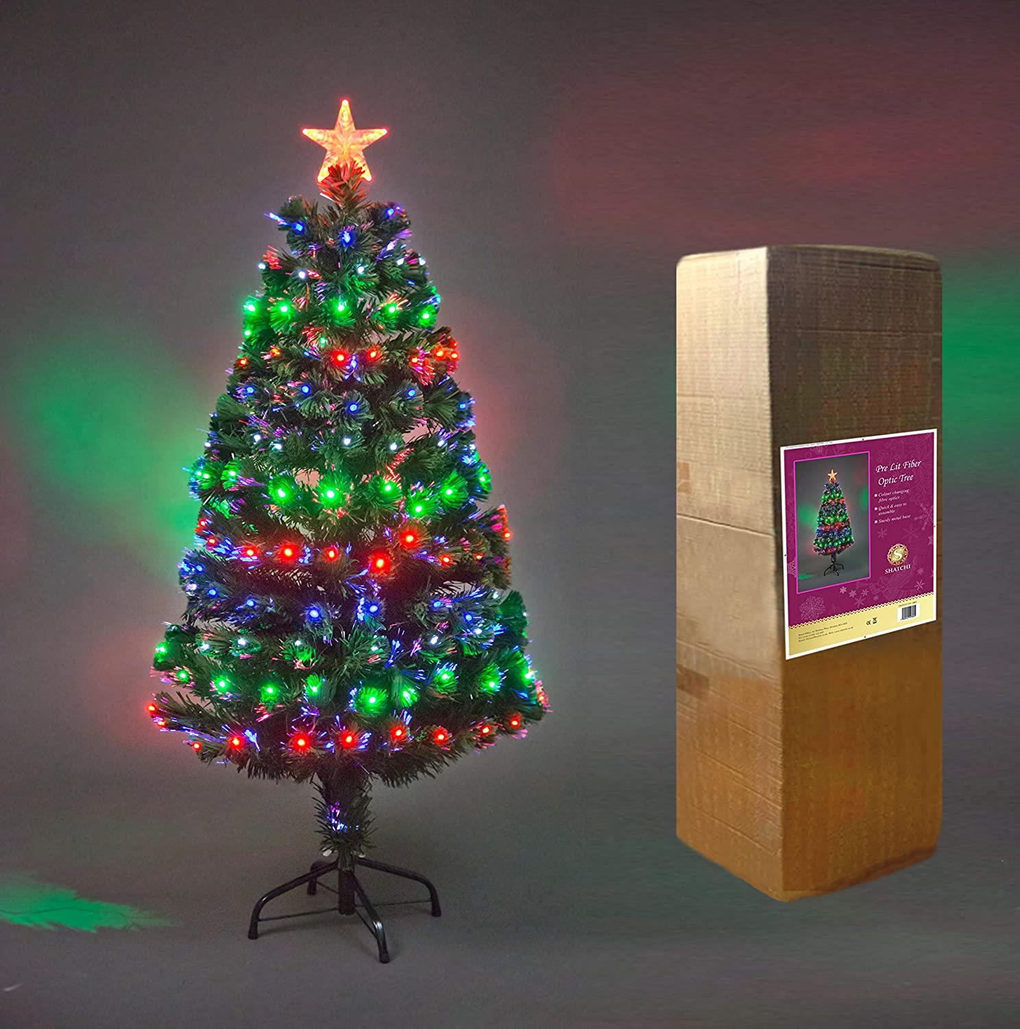 5FT Pre-Lit Christmas Tree Green Fiber Optic LED Light Xmas Home Holiday Decor