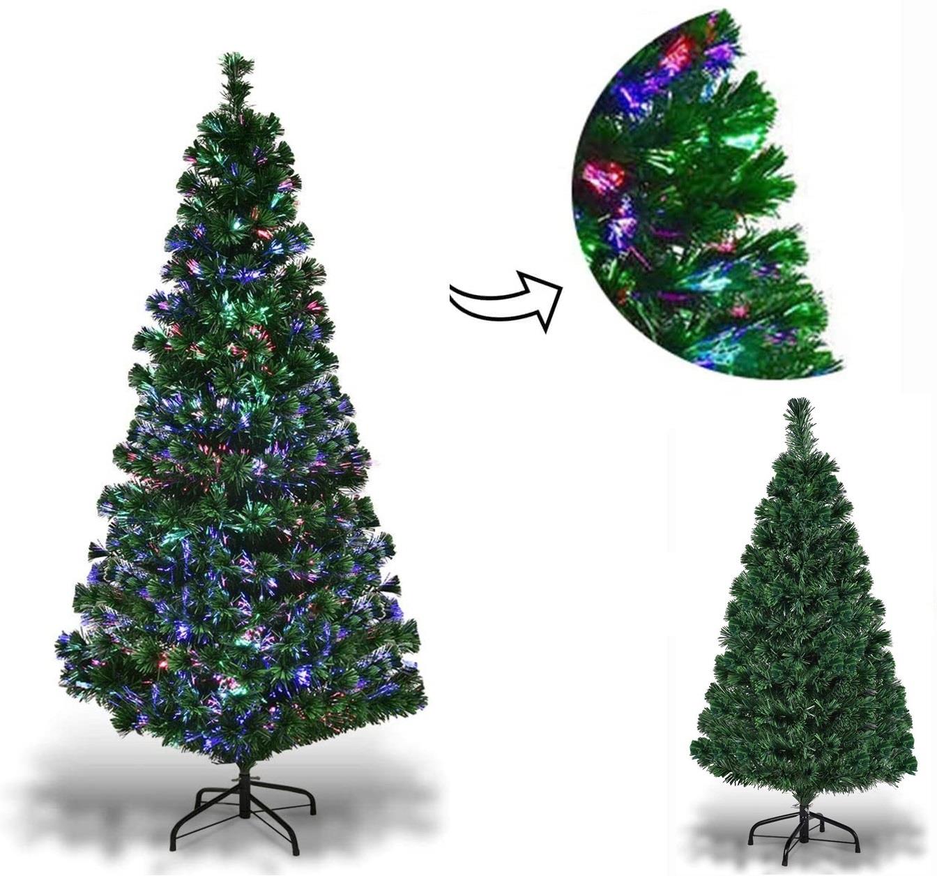 5FT Pre-Lit Christmas Tree Green Fiber Optic LED Lights Xmas Home Holiday Decor