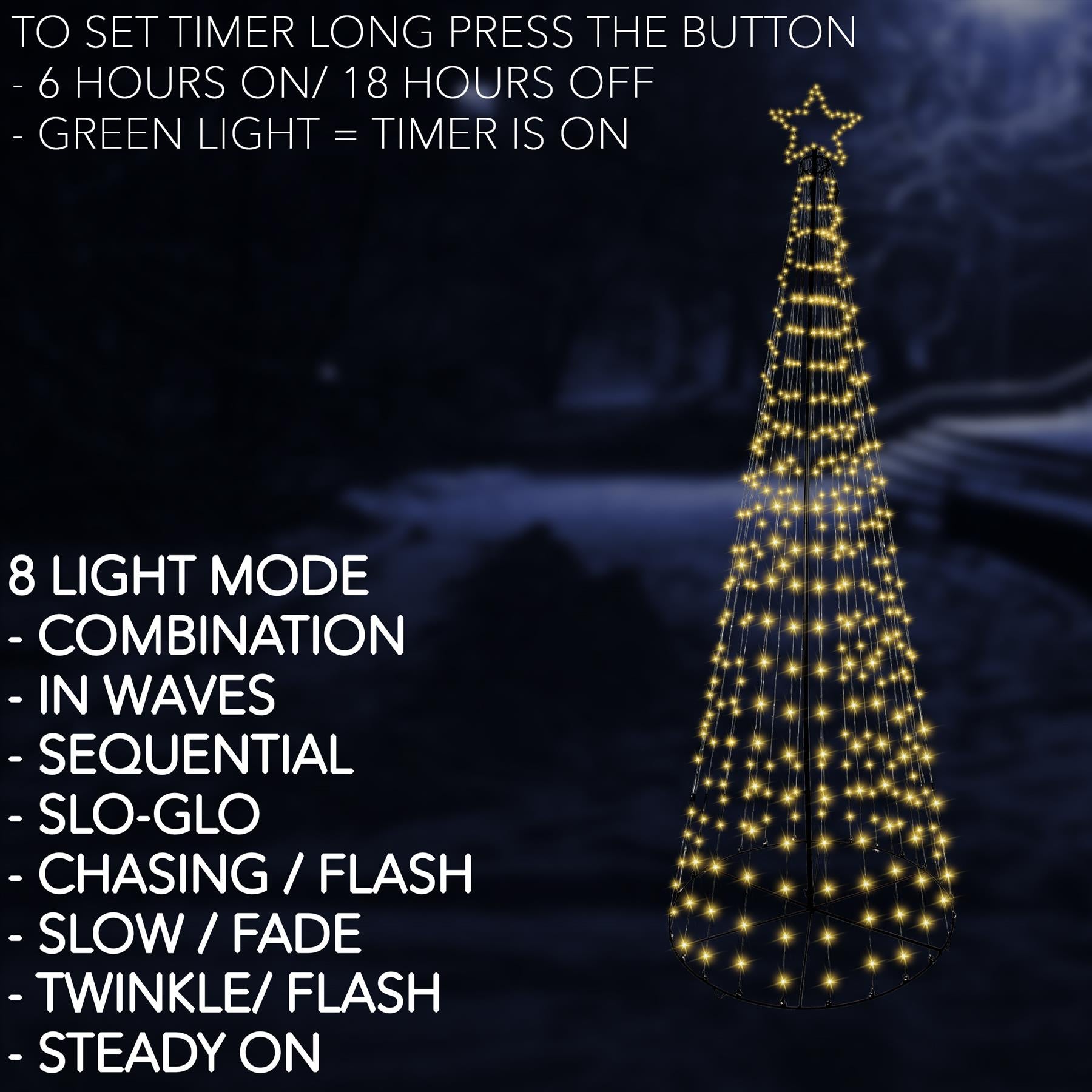 1.4M Outdoor Maypole Christmas Tree Ww 200 Leds