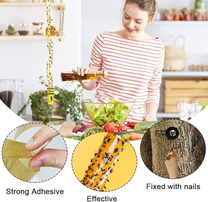 18Pcs Pesticide Free Fly Paper, Sticky Fly Catchers 78cm Long - 5cm x 2.5cm Tap