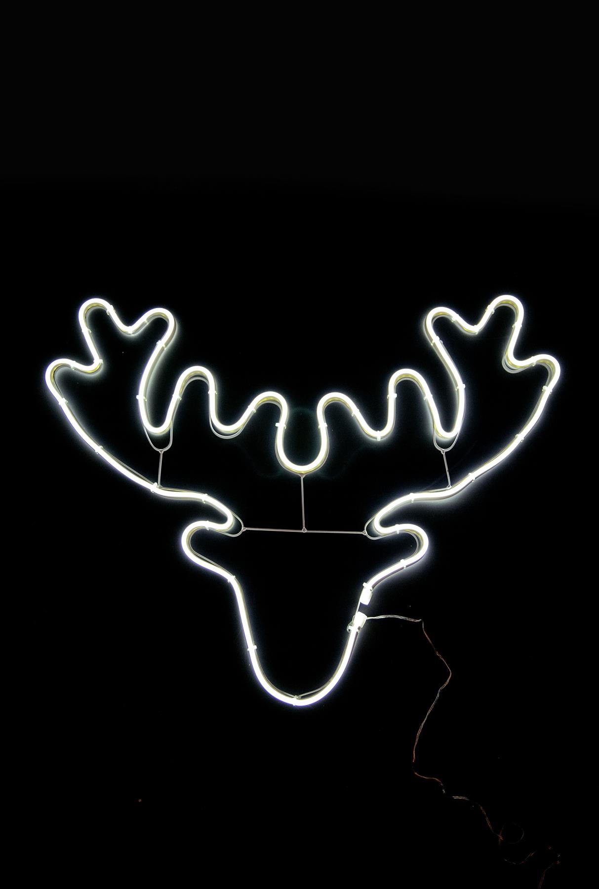 Stag Head Rope Light Silhouette-Cool White 46 X 65Cm