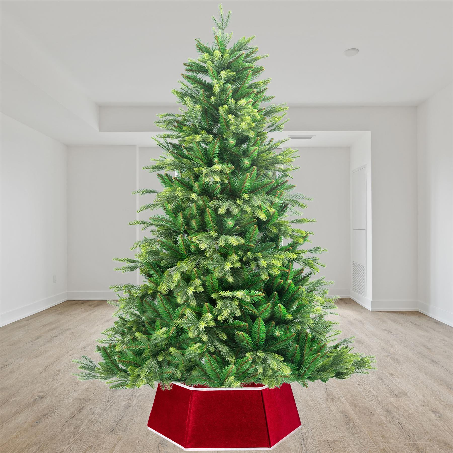 Red Hexagon Christmas Tree Collar Fabric - Size: Bottom Dia 26.8Inch, Top Dia 20.75Inch,Height 9.8 Inch