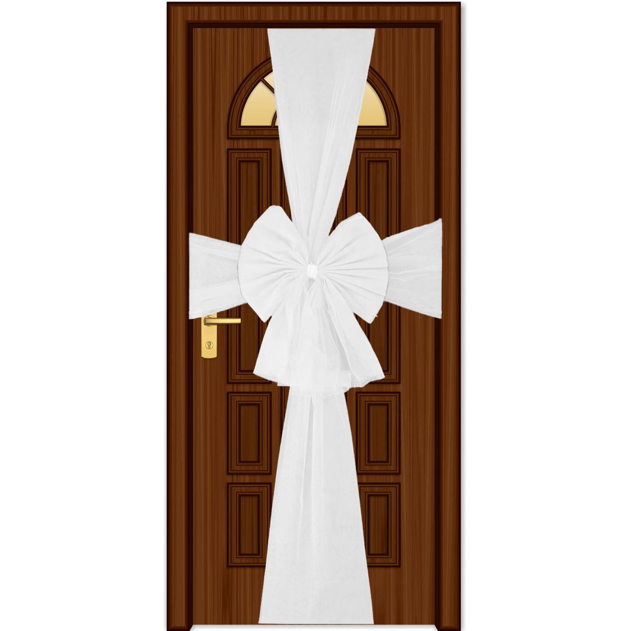 75X750Cm Door Bow Kit White Ribbon - Bow Size:60X80Cm
