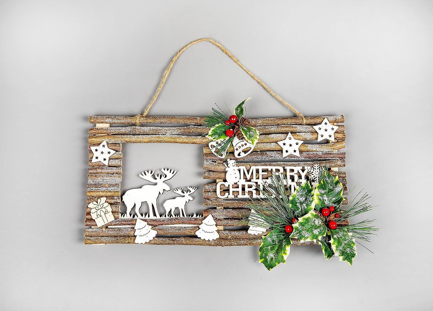 Twig Wall Hanging Glitter Scene Christmas Decoration - W40Xl20Cm