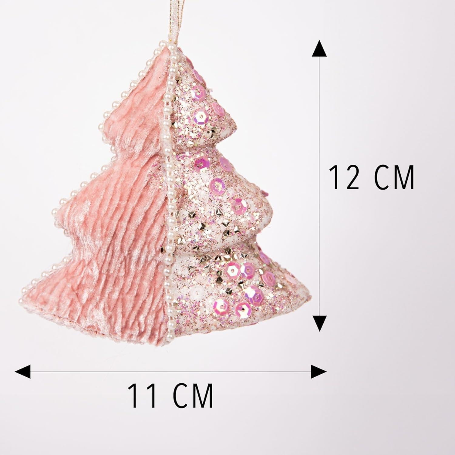 12Cm Tree Baby Pink - 3Pcs Christmas Hanging Decorations