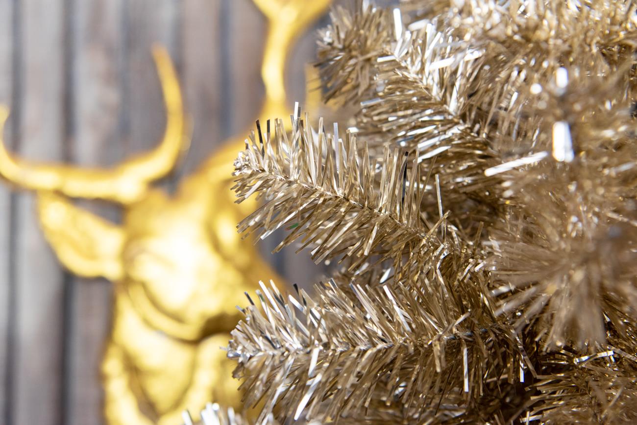 Champagne Gold Christmas Tree Artificial Bushy Tinsel Tip Xmas Home Decor 6FT UK