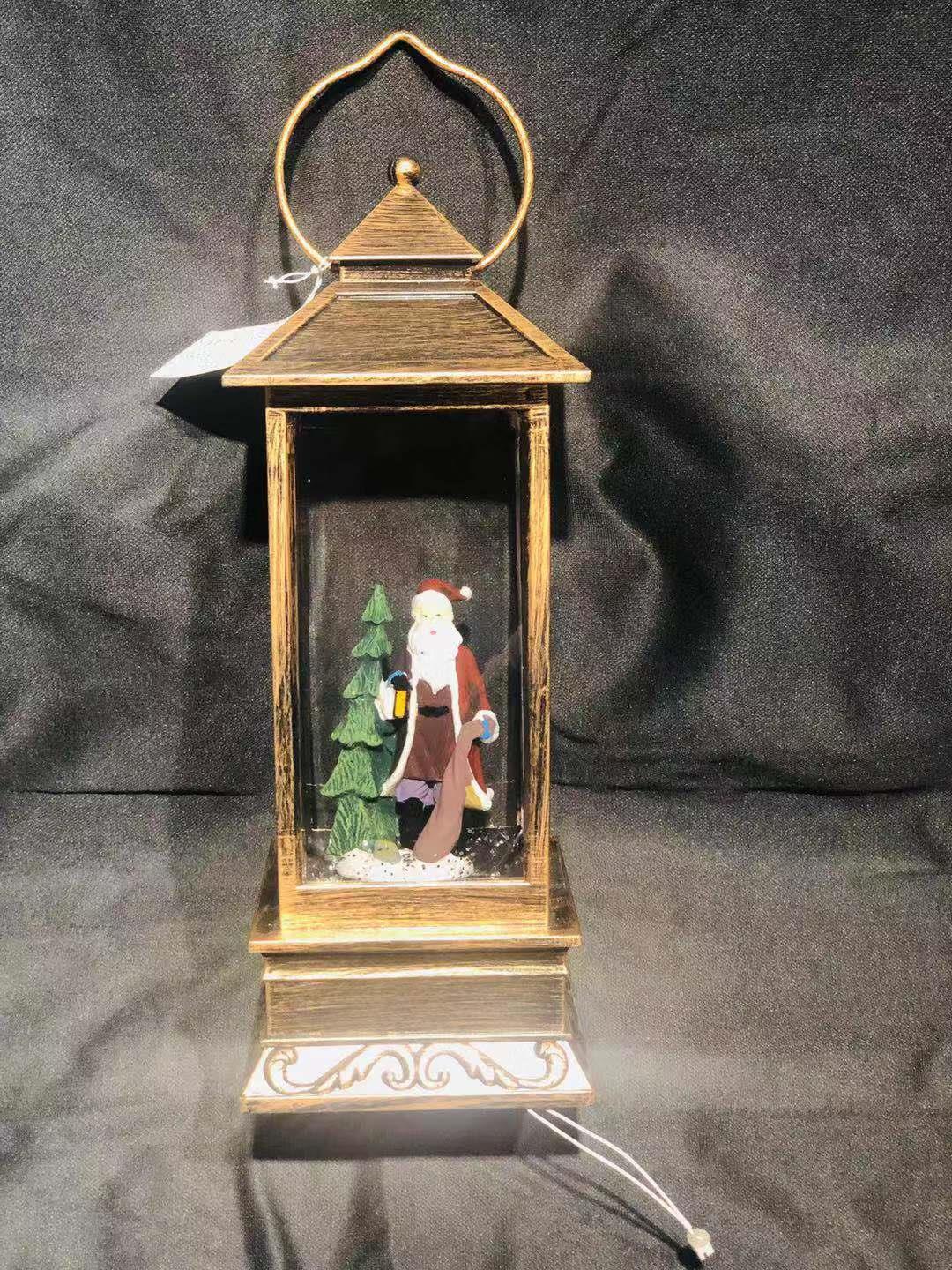 28Cm Christmas Santa Claus Led Lantern With Glitter Xmas Home Decorations Ornament