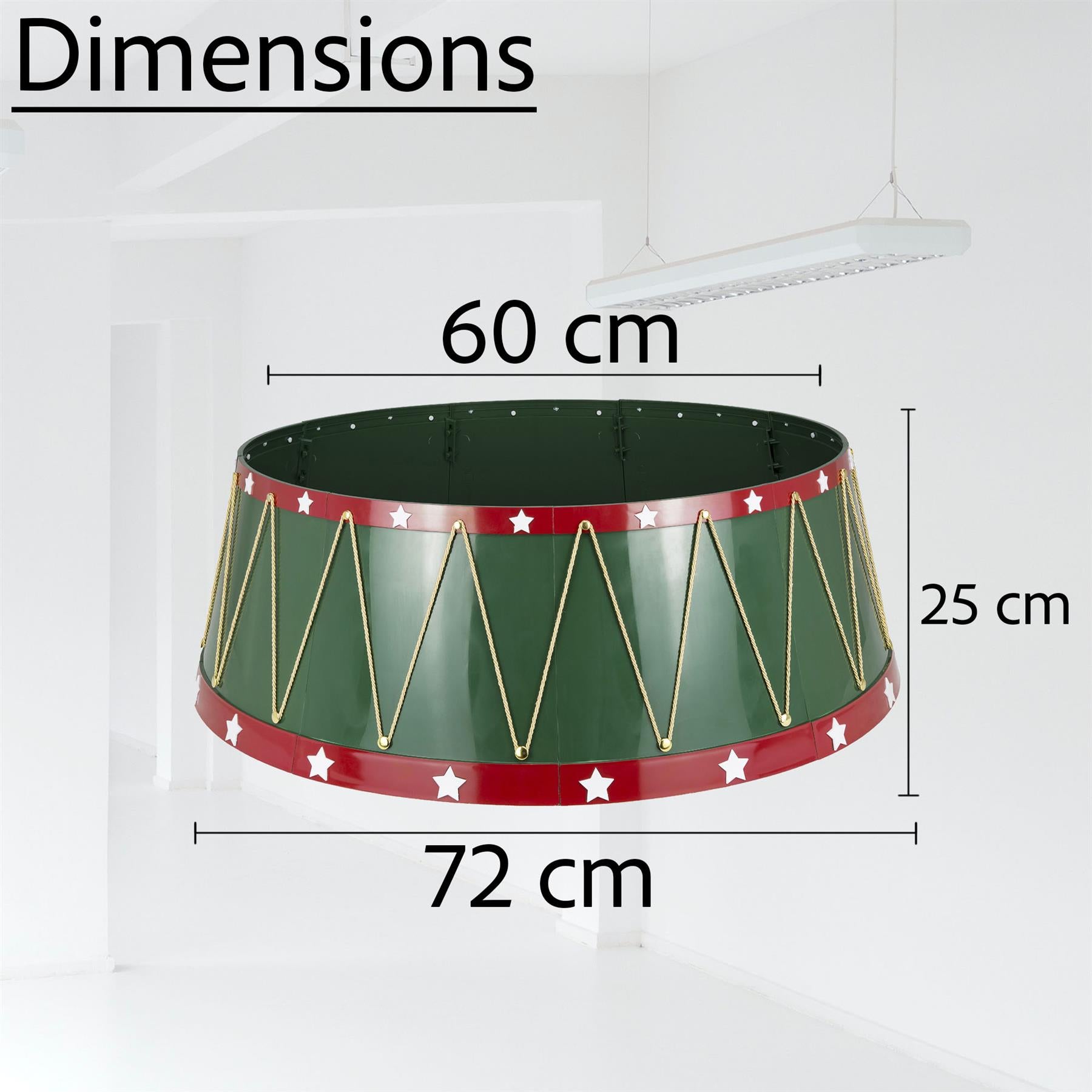 Green Drum Christmas Tree Collar Plastic - Size: Bottom Dia 28.4Inch, Top Dia 23.6Inch,Height 10Inch