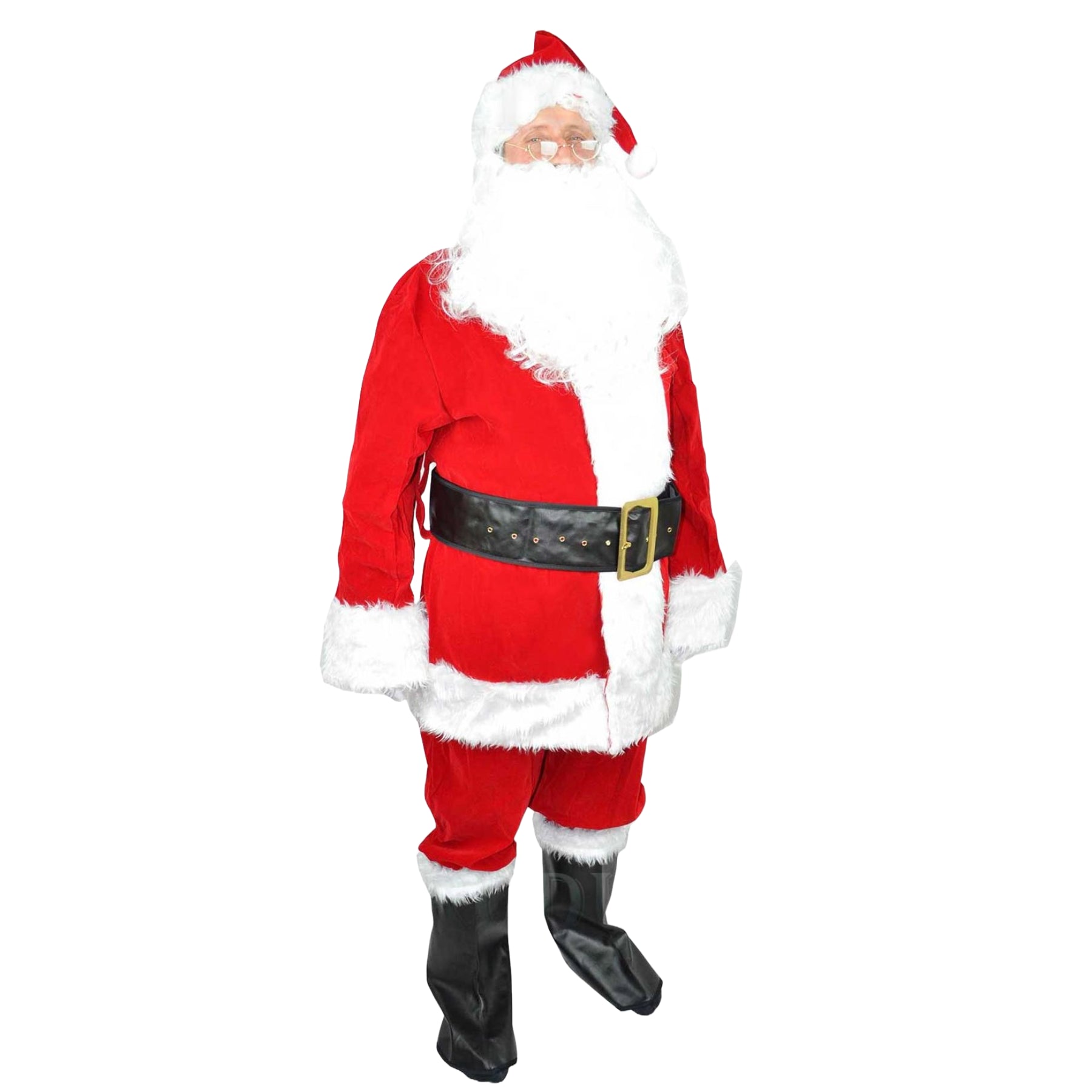Large Deluxe Plus 8 Pcs Velvet Santa Suit Father Christmas Fancy Dress Costume