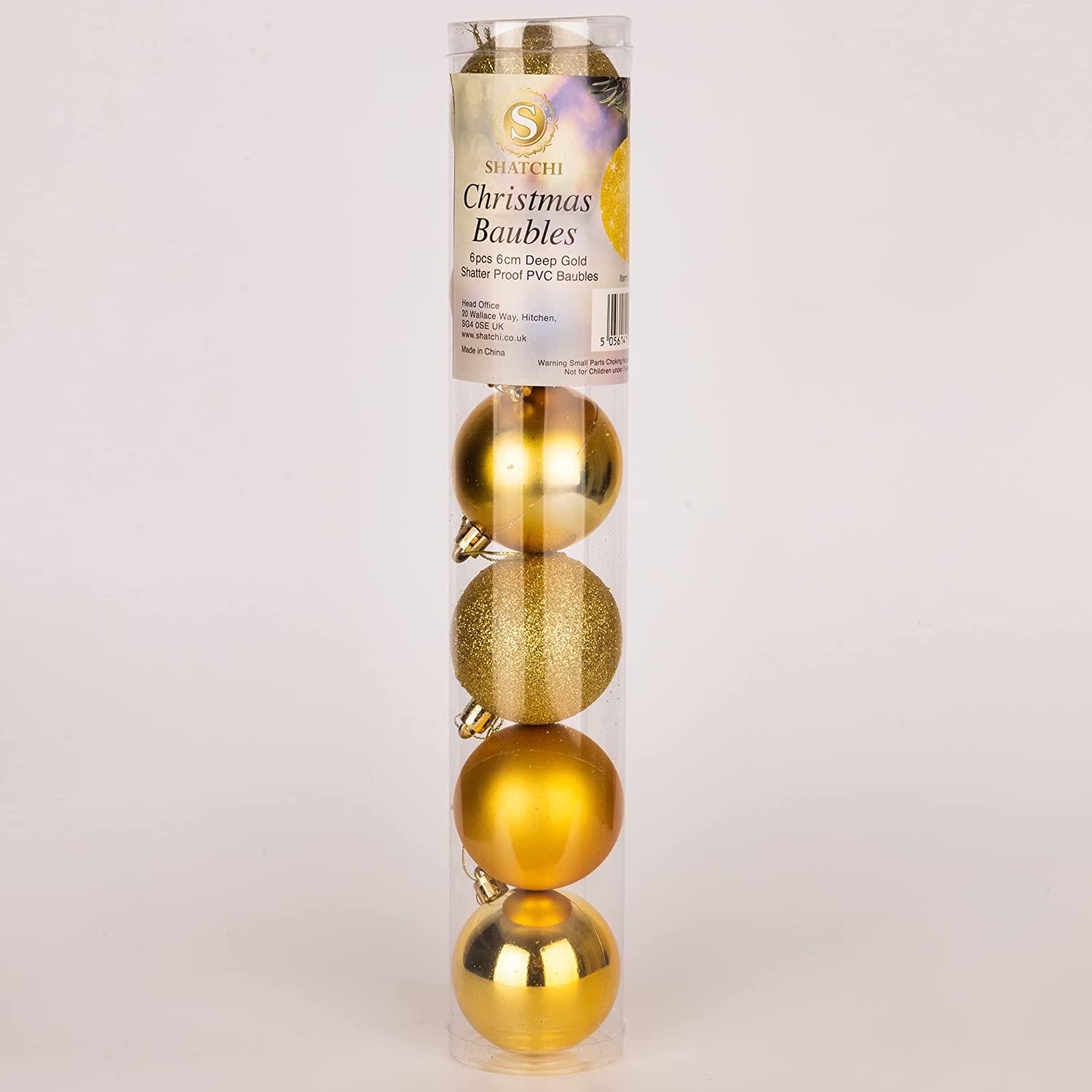 Baubles Deep Gold 6Cm 6Pcs Set Pvc