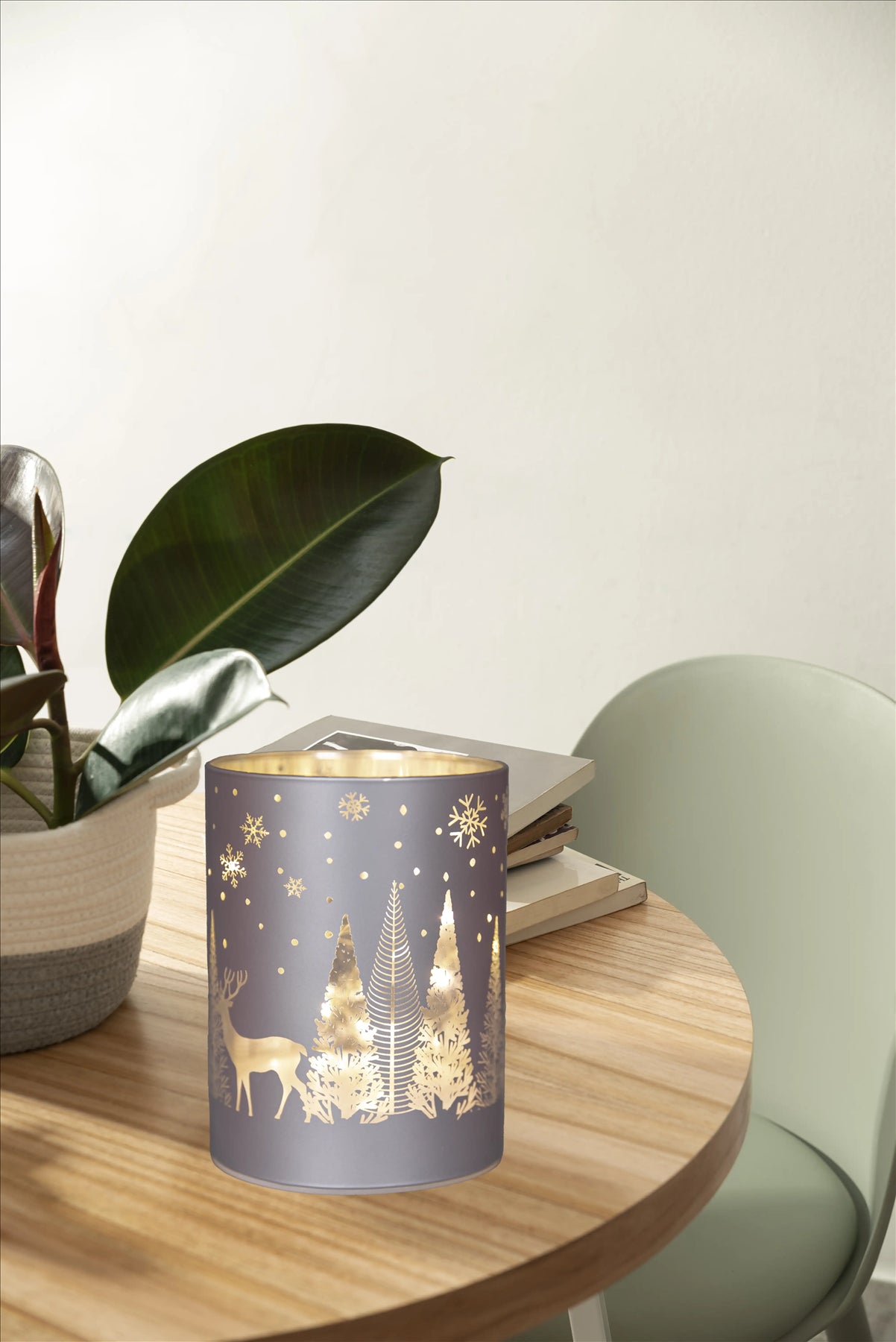 14Cm Christmas Decorated Vase Led Silver Glass Vase / Forest