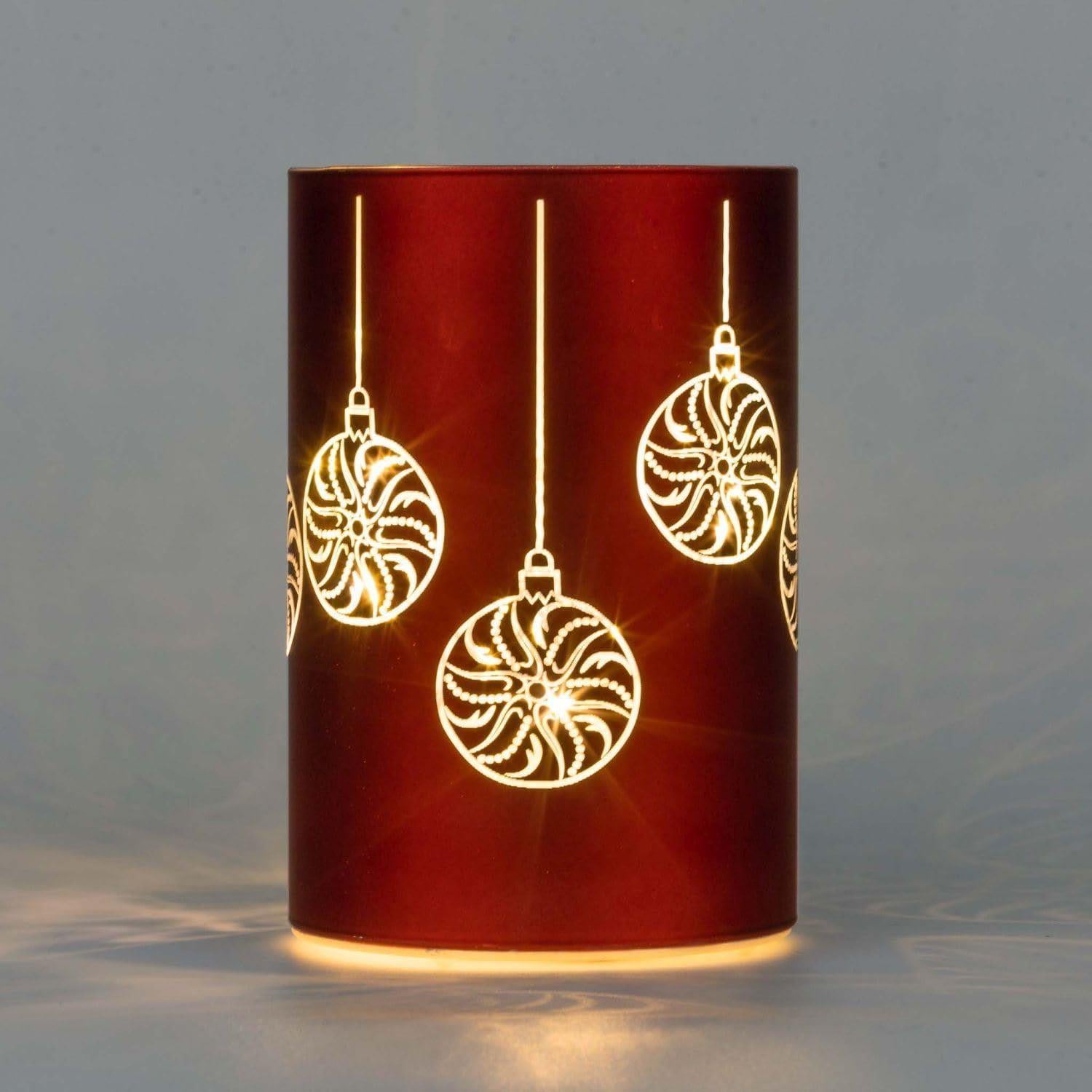 17Cm Christmas Decorated Vase Led Red Glass Vase / Baubles